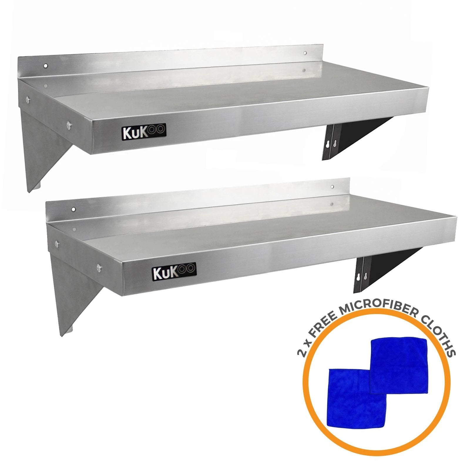 2 x KuKoo Stainless Steel Shelves 1000mm x 300mm by Monster Shop