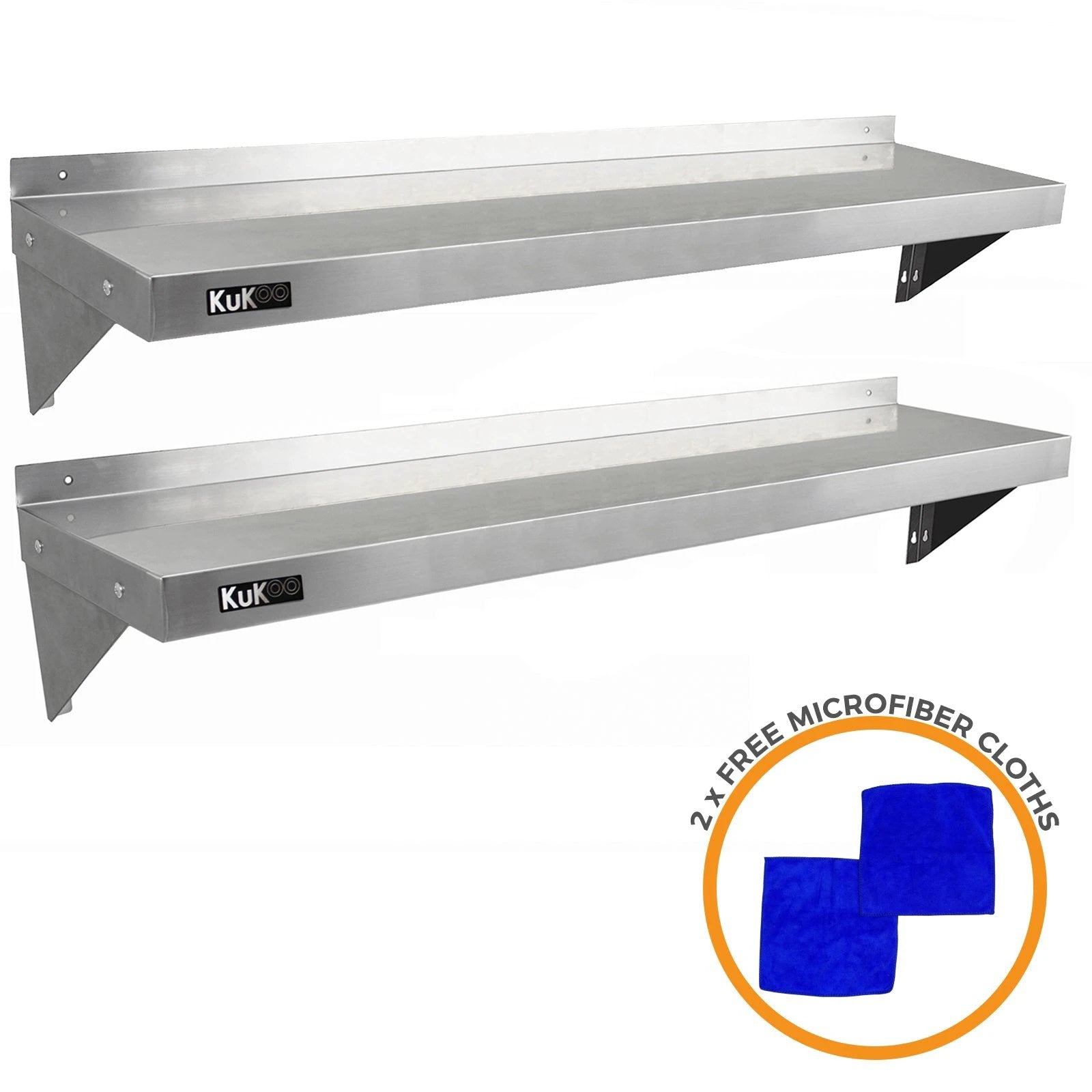 Monster Shop 2 x KuKoo Stainless Steel Shelves 1400mm x 300mm -