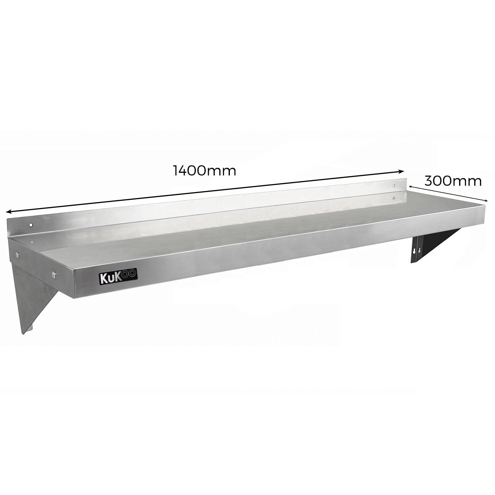 Monster Shop 2 x KuKoo Stainless Steel Shelves 1400mm x 300mm -
