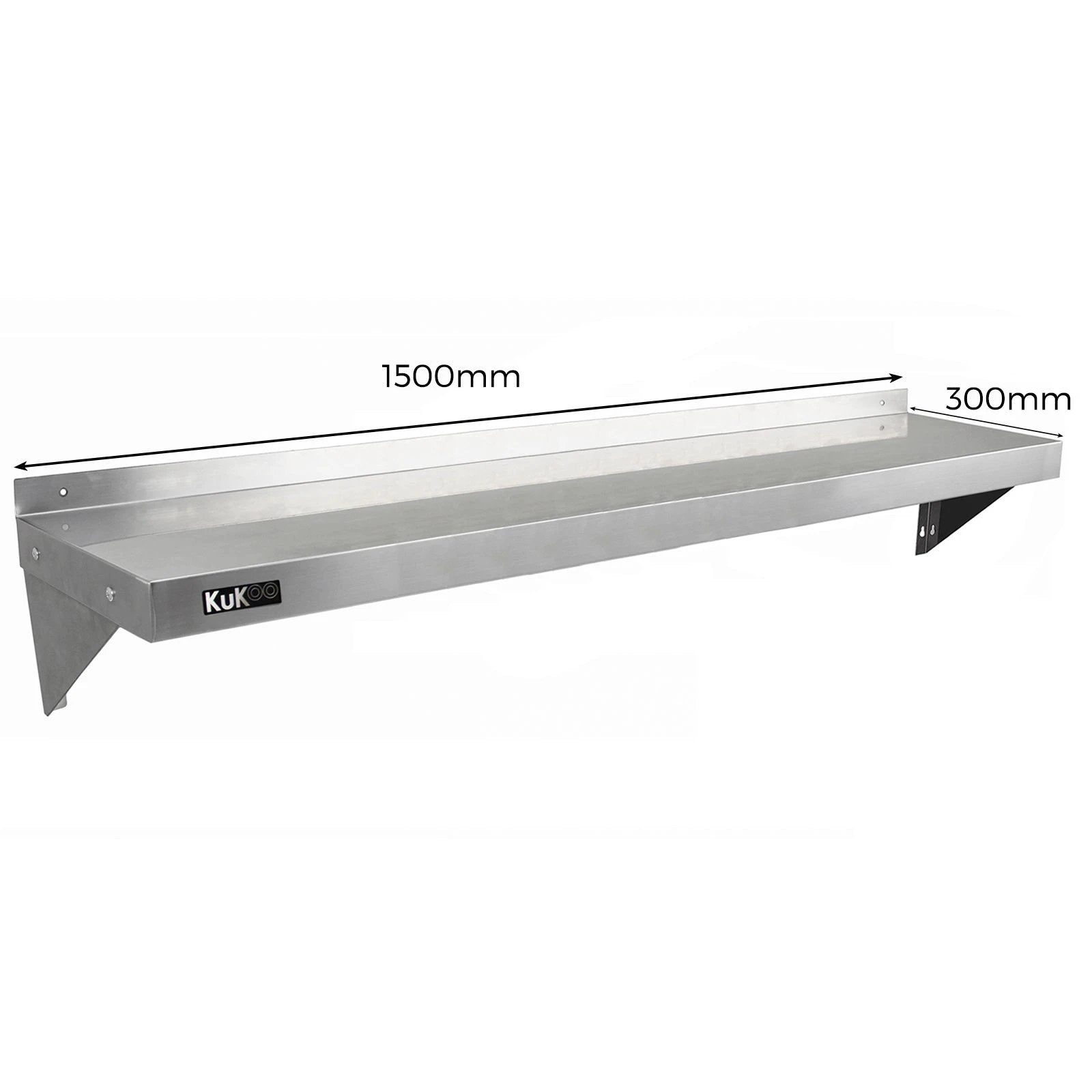 Monster Shop 2 x KuKoo Stainless Steel Shelves 1500mm x 300mm -