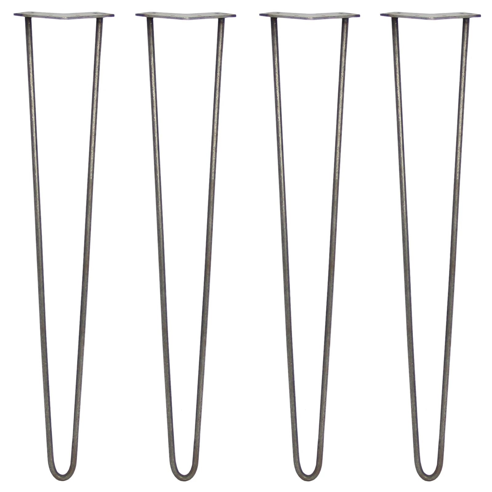 4 x 28" Hairpin Legs - 2 Prong - 10mm - Raw Steel by Monster Shop