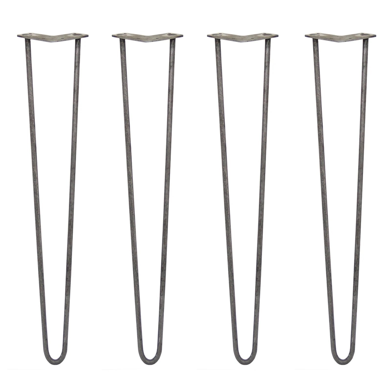 4 x 28" Hairpin Legs - 2 Prong - 12mm - Raw Steel by Monster Shop