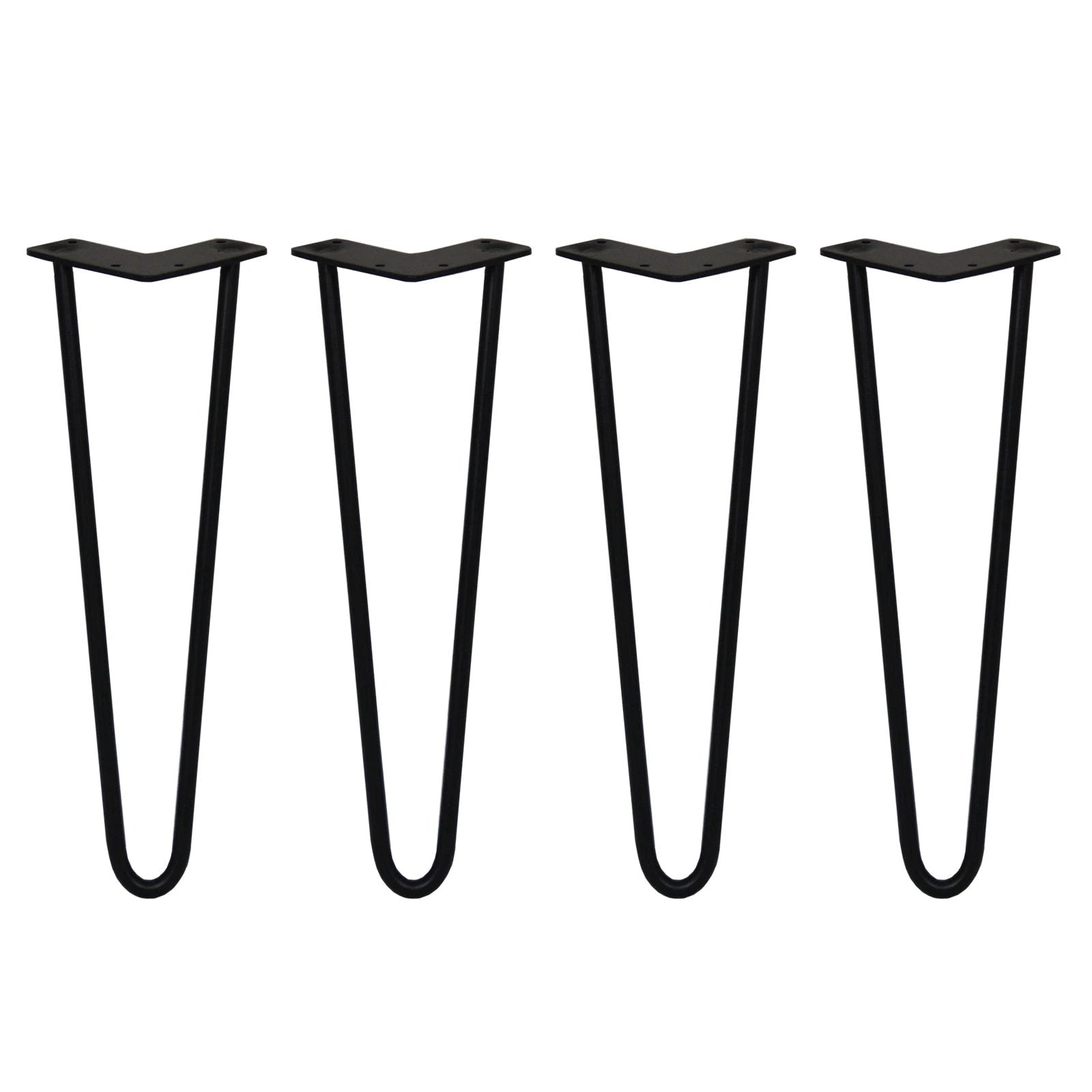 Monster Shop 4 x 16" Hairpin Legs - 2 Prong - 12mm - Black -