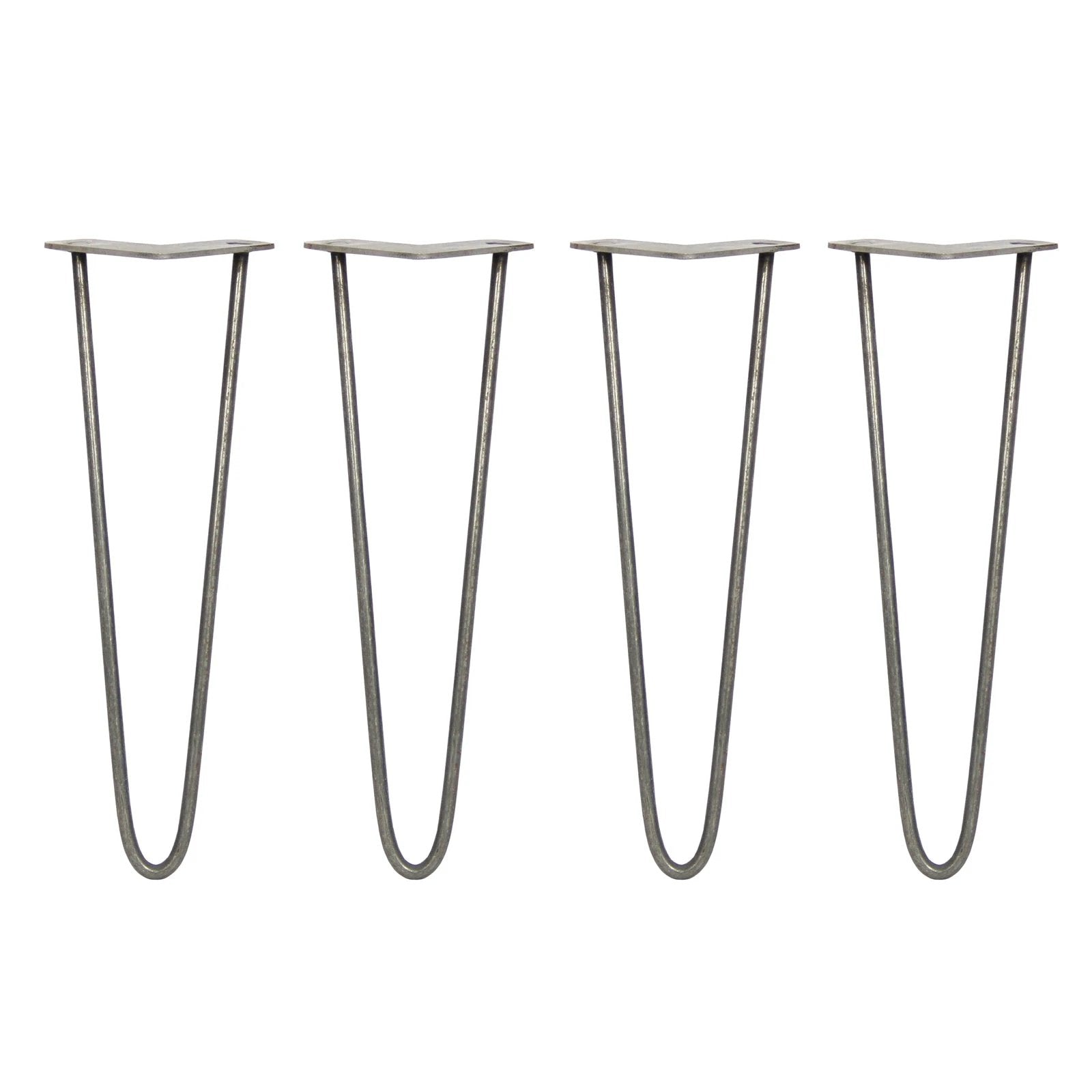 4 x 16" Hairpin Legs - 2 Prong - 10mm - Raw Steel by Monster Shop