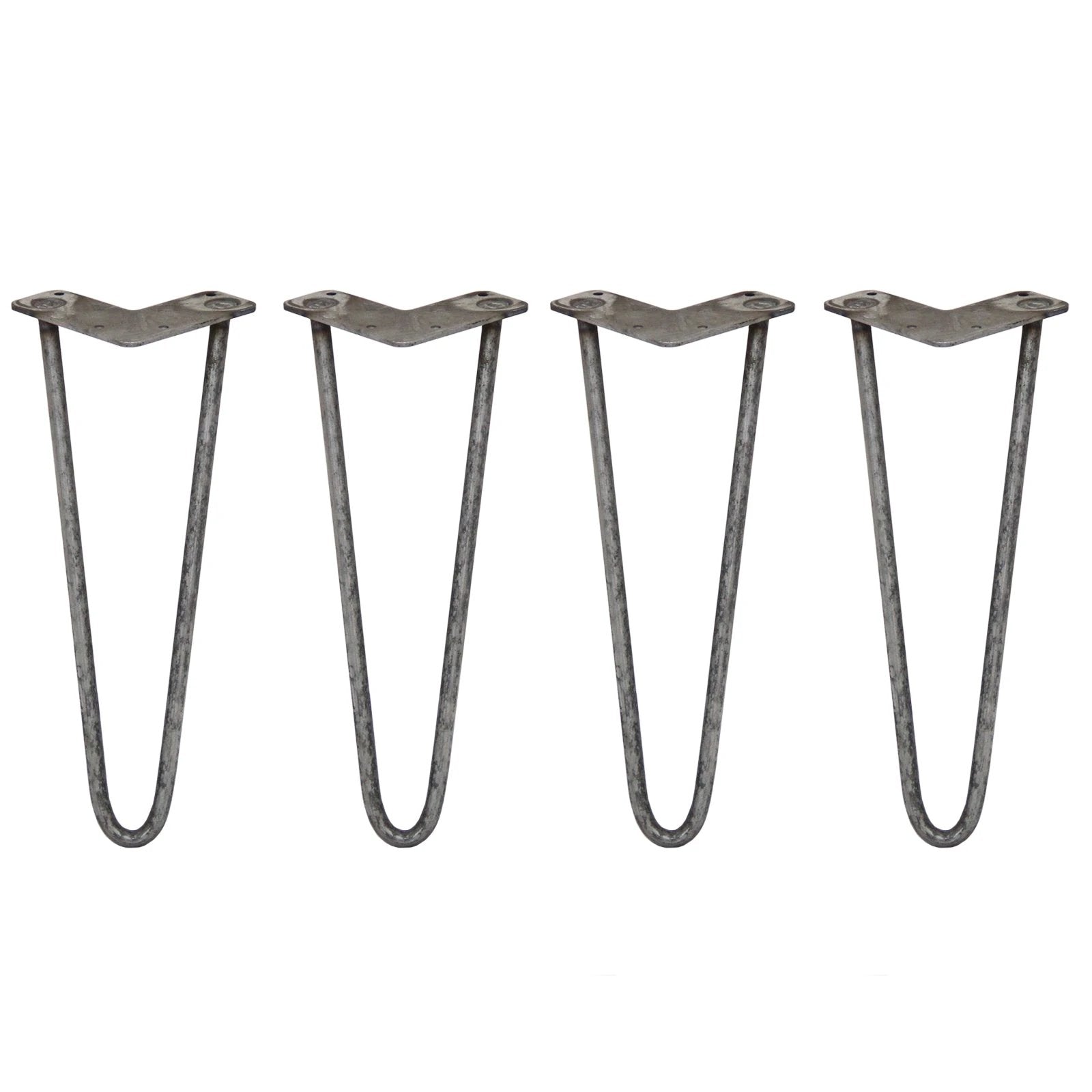 Monster Shop 4 x 14" Hairpin Legs - 2 Prong - 12mm - Raw Steel -