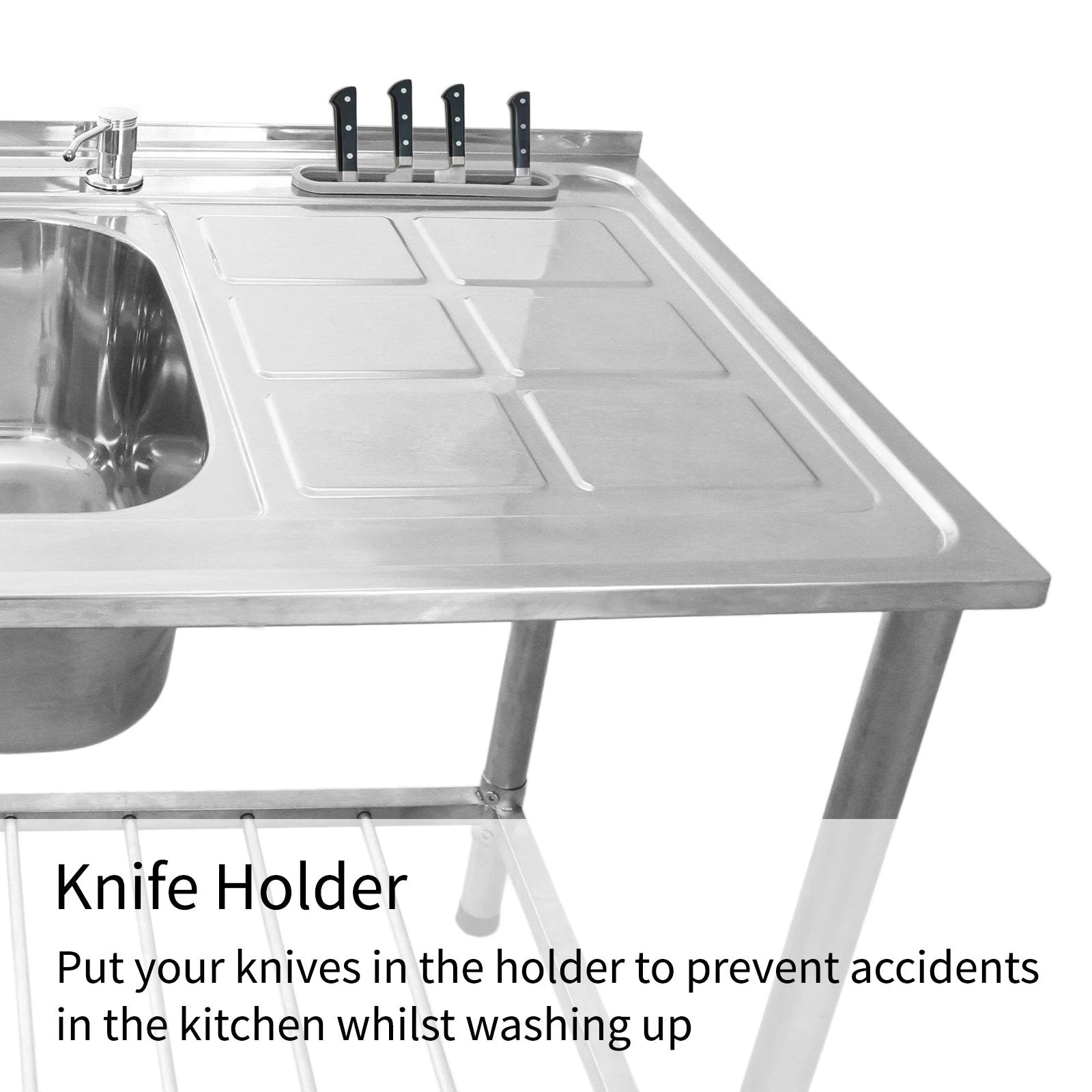 Monster Shop KuKoo Commercial Catering Sink Double Bowl / Right Hand Drainer -