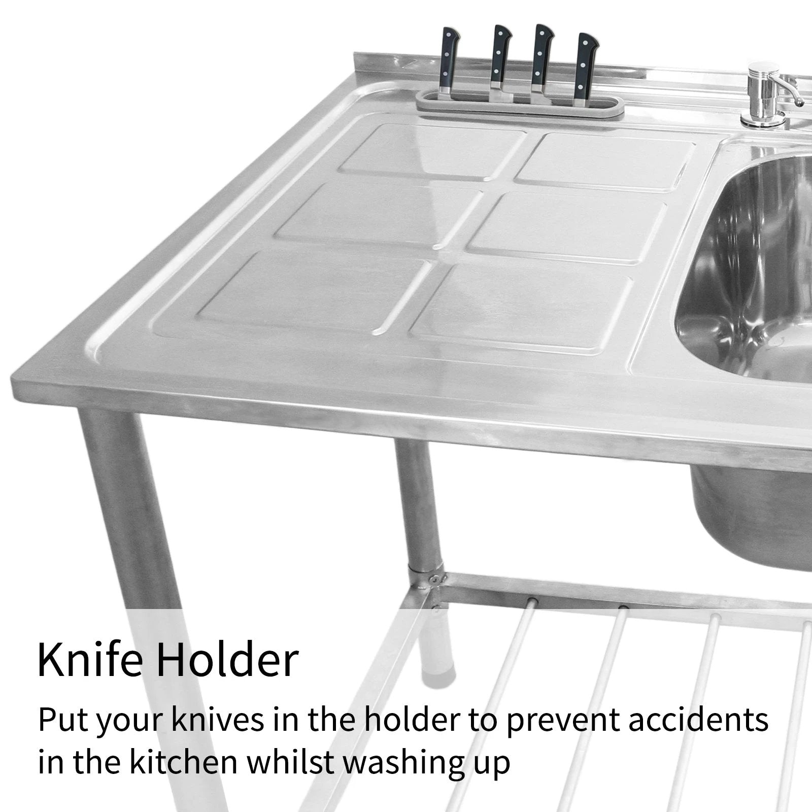 KuKoo Commercial Catering Sink Double Bowl / Left Hand Drainer by Monster Shop