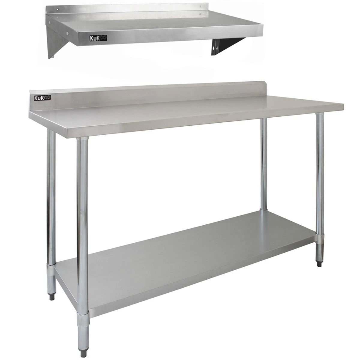Monster Shop 5ft Stainless Steel Catering Bench & 2 x Wall Mounted Shelves -