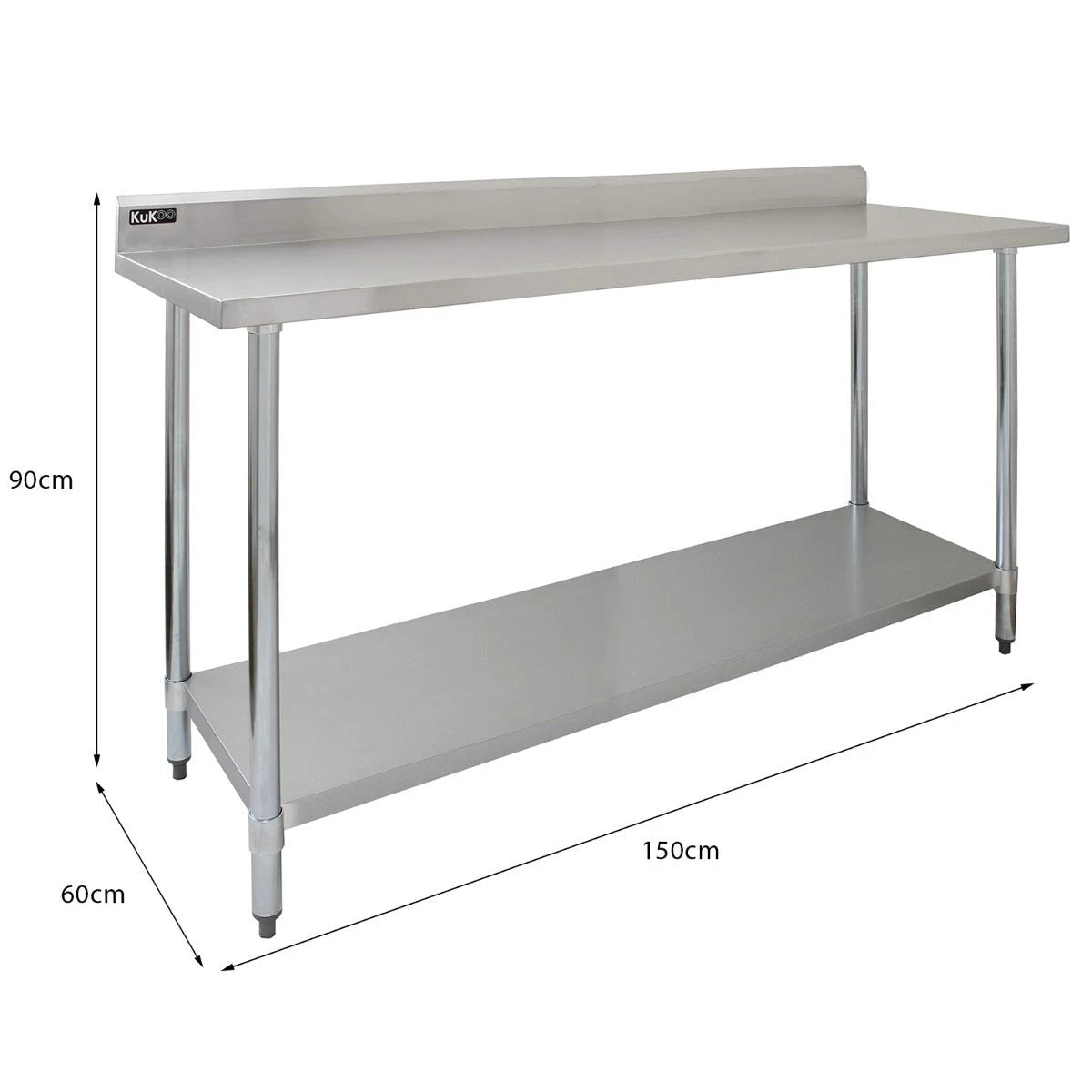 5ft Stainless Steel Catering Bench & 2 x Wall Mounted Shelves by Monster Shop