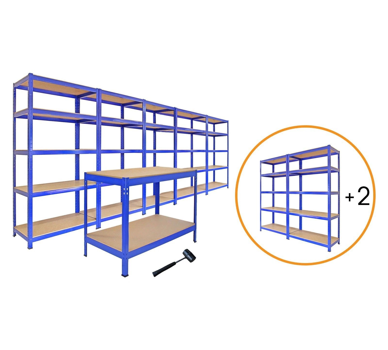 Monster Shop Garage Racking - Junk Eater Bundle - Boltless 5 Tier Garage Shelves -