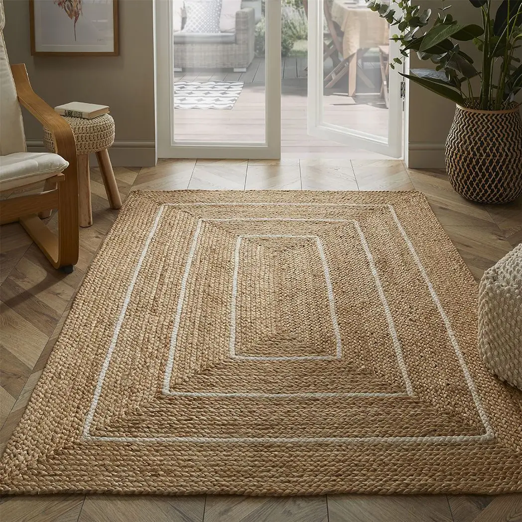 Esselle Home Prestbury Border Handbraided 120x170cm Natural Rug - Rug