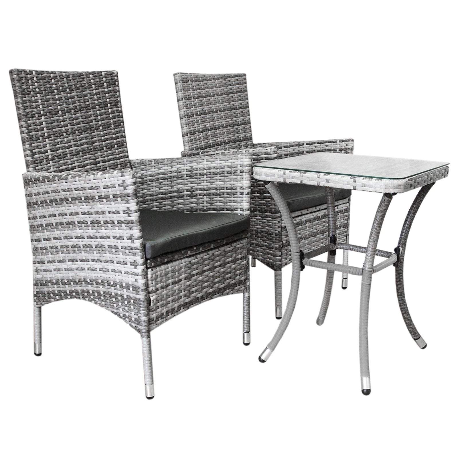 Jardí Rattan Bistro Set Light Grey by Monster Shop