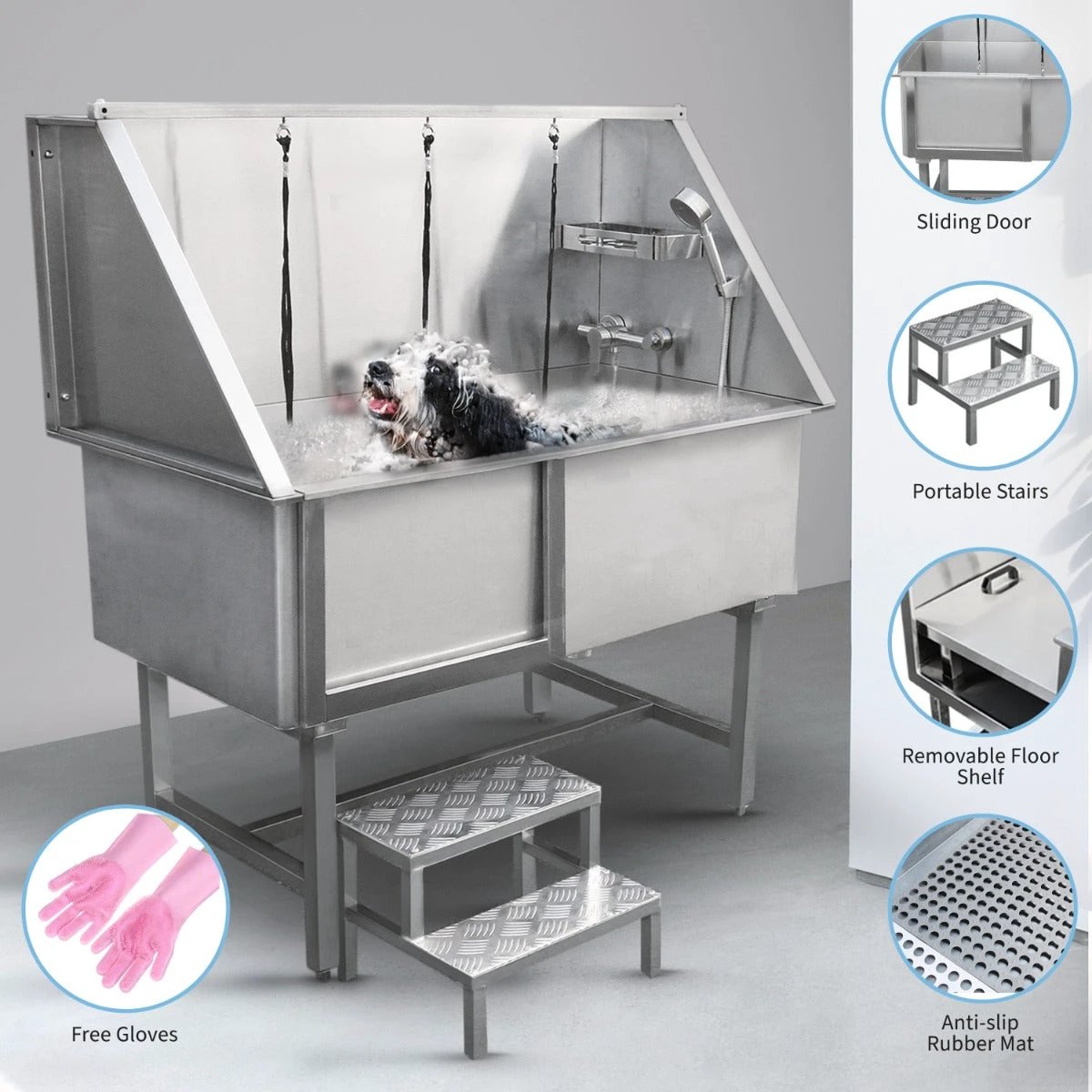 Monster Shop Dog Grooming Bath Steel Pet Wash Station 600mm -