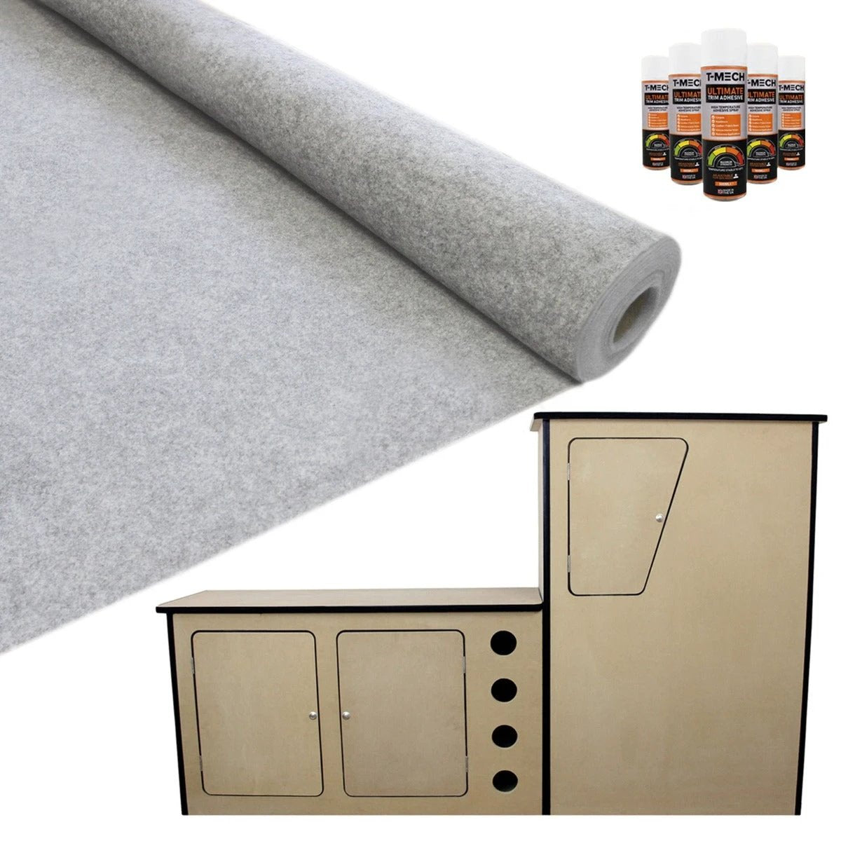 Monster Shop 11sqm Silver Grey Van Lining & Glue With Camper Kitchen -