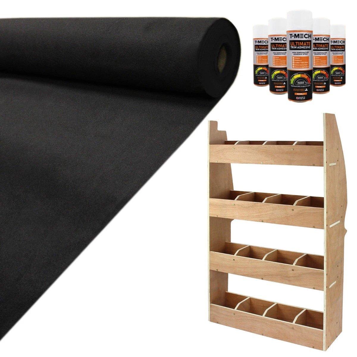 11sqm Black Van Lining & Citroen Berlingo Racking Unit by Monster Shop