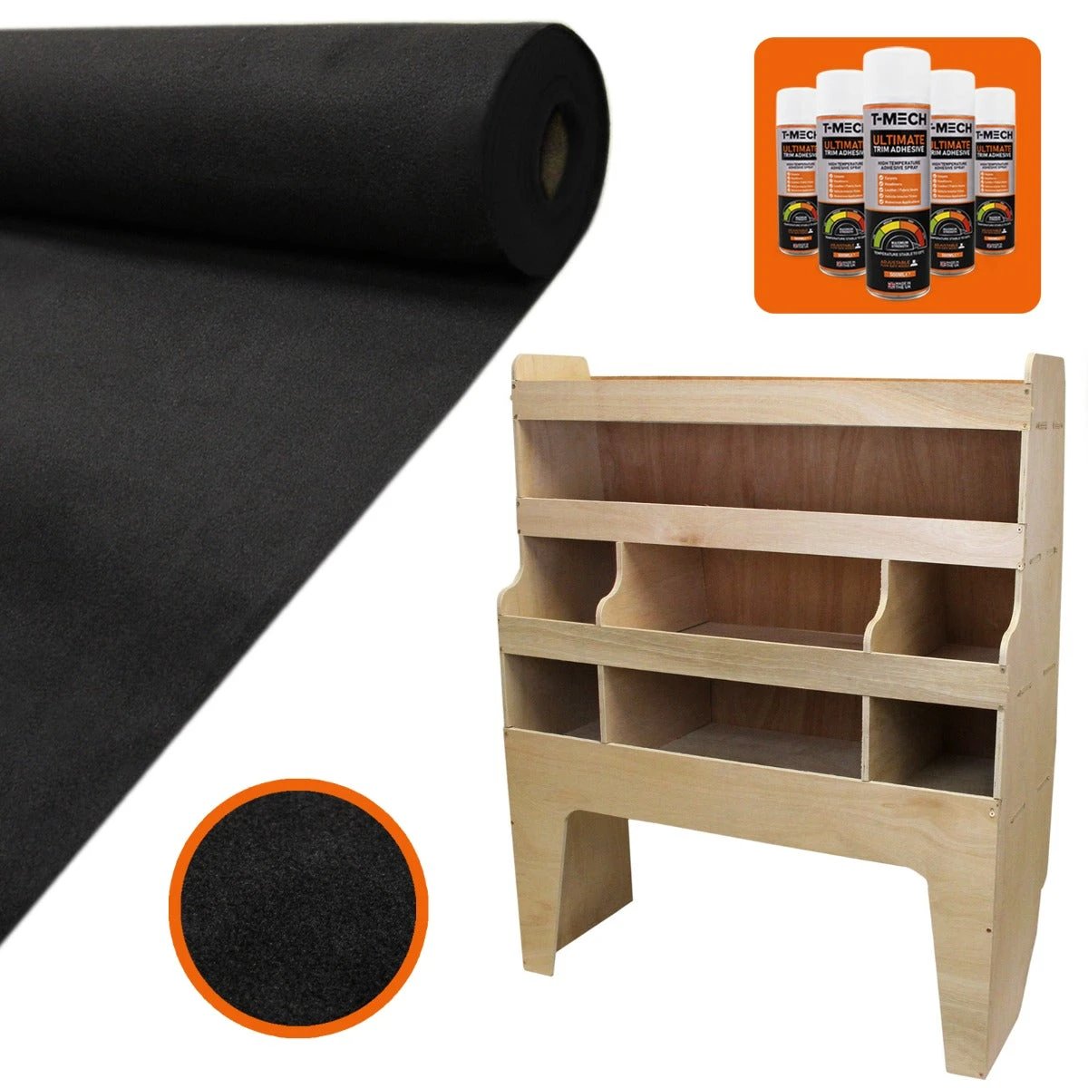 Monster Shop 11sqm Black Van Lining & VW Transporter Racking Unit -