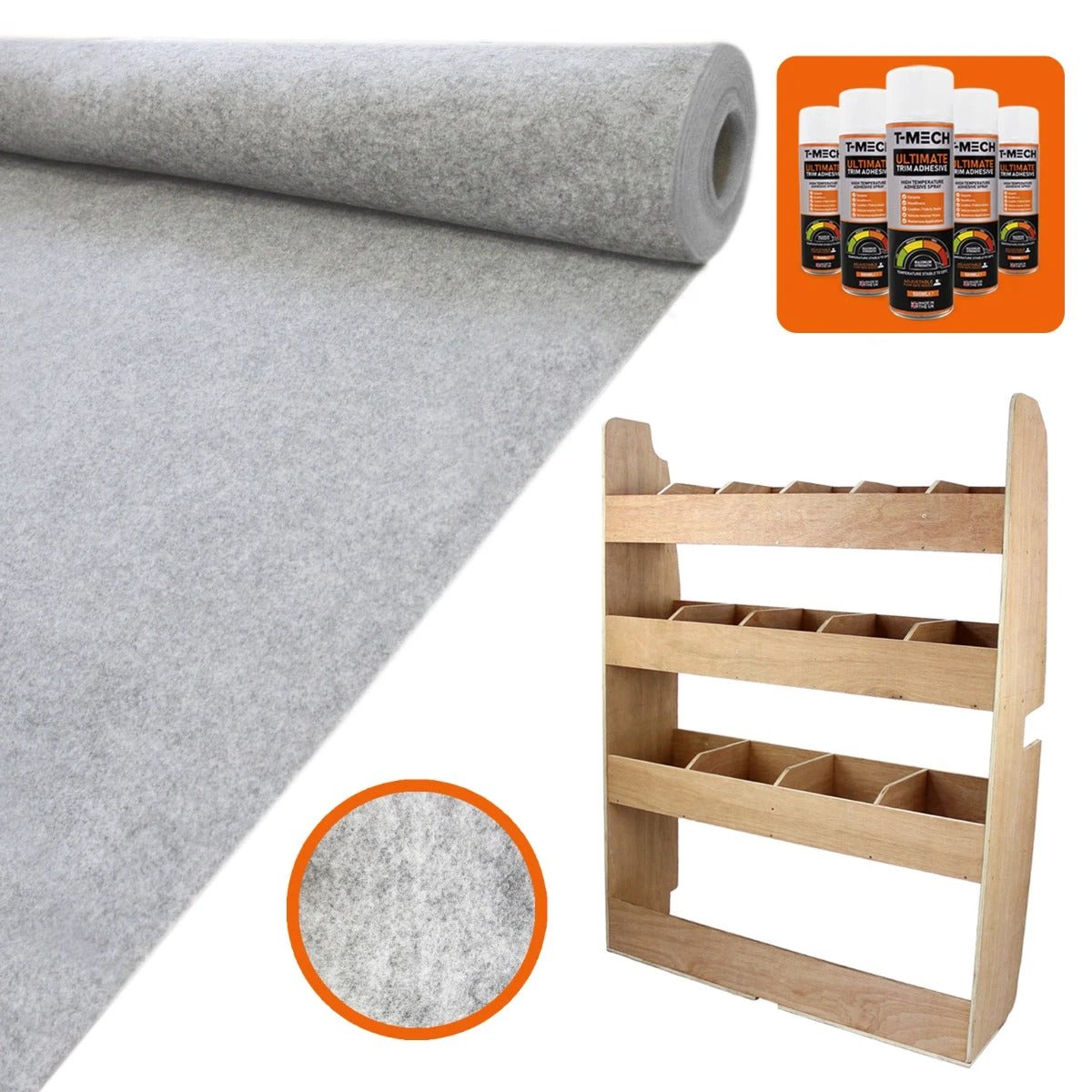 Monster Shop 11sqm Silver Grey Van Lining & Ford Transit Custom SWB Van Racking Unit -