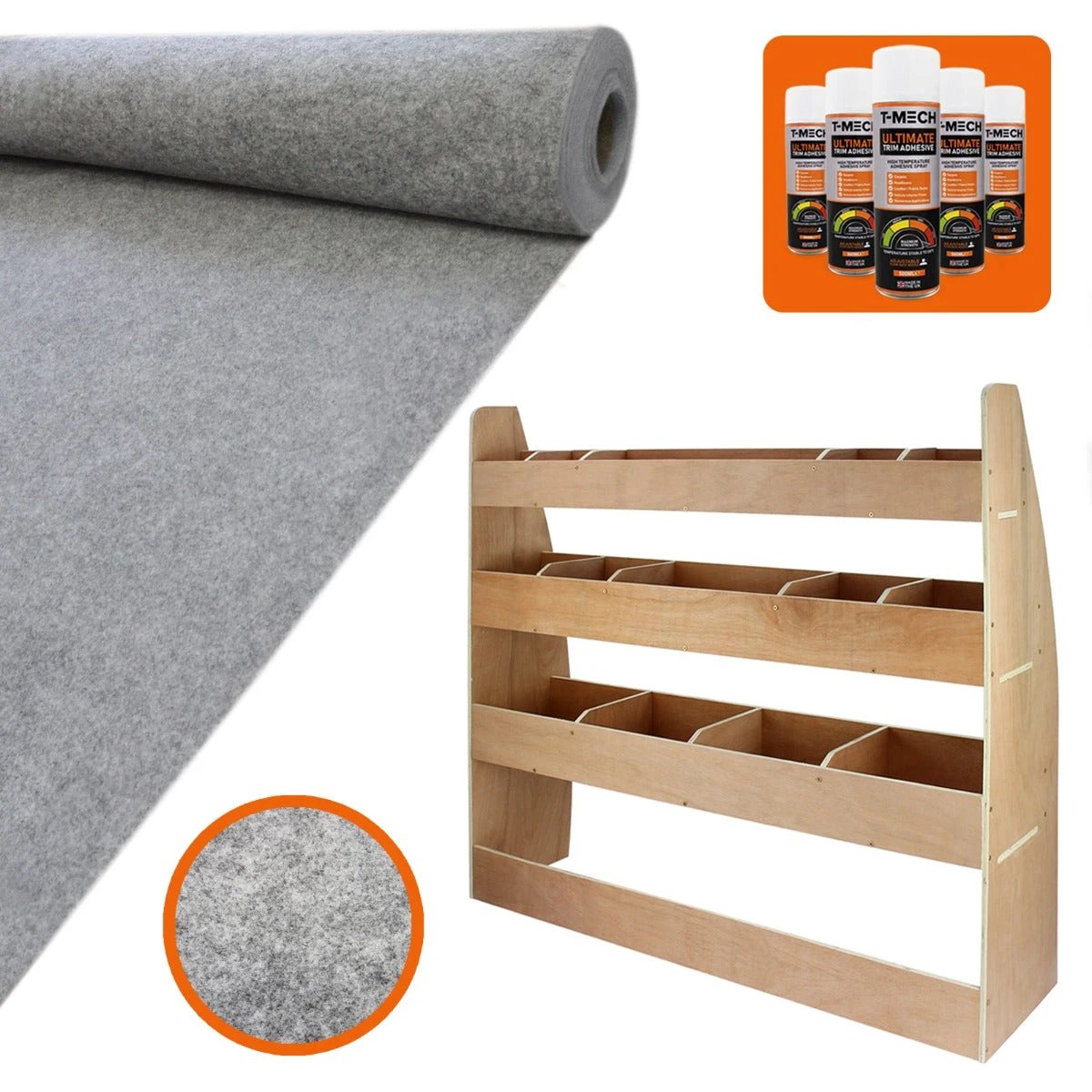 11sqm Smoke Grey Van Lining & VW Caddy Racking Unit by Monster Shop
