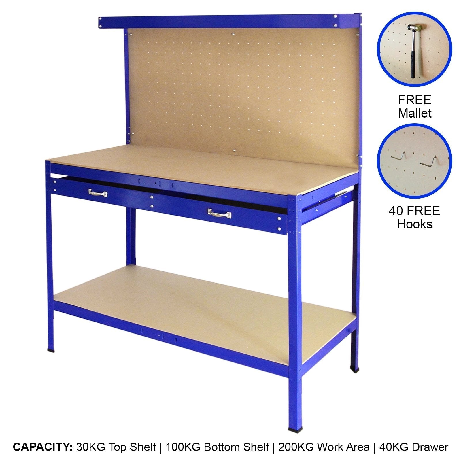 Monster Shop Workbench With Pegboard And Drawer In Blue -