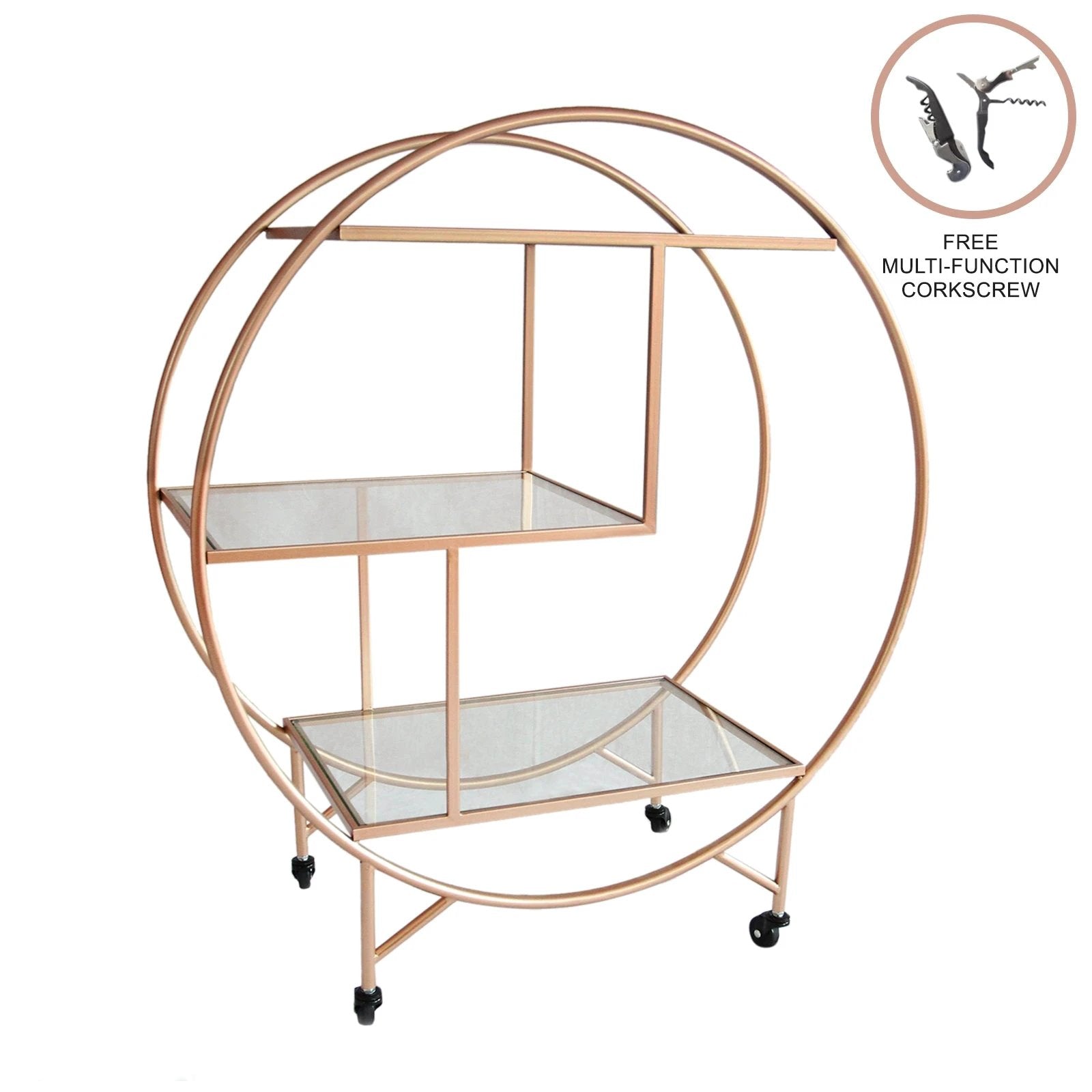 Rose Gold Drinks Trolley Bar Cart - Large by Monster Shop