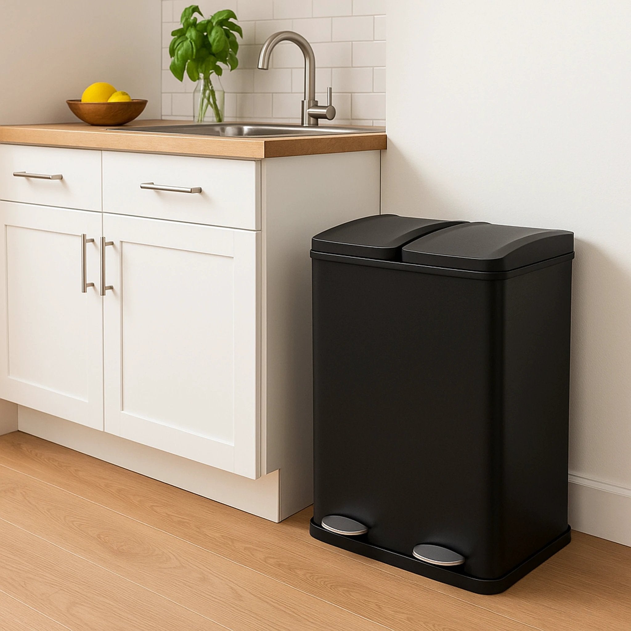 Monster Shop 60L Dual Pedal Bin In Black -