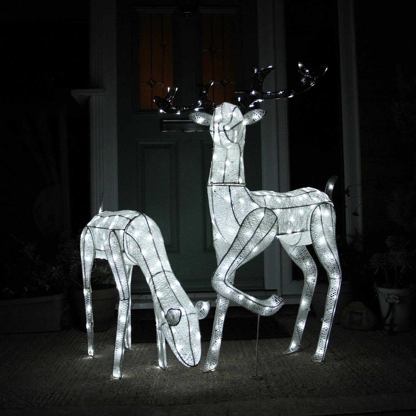 Monster Shop Large Light Up Stag & Doe Reindeer Set -