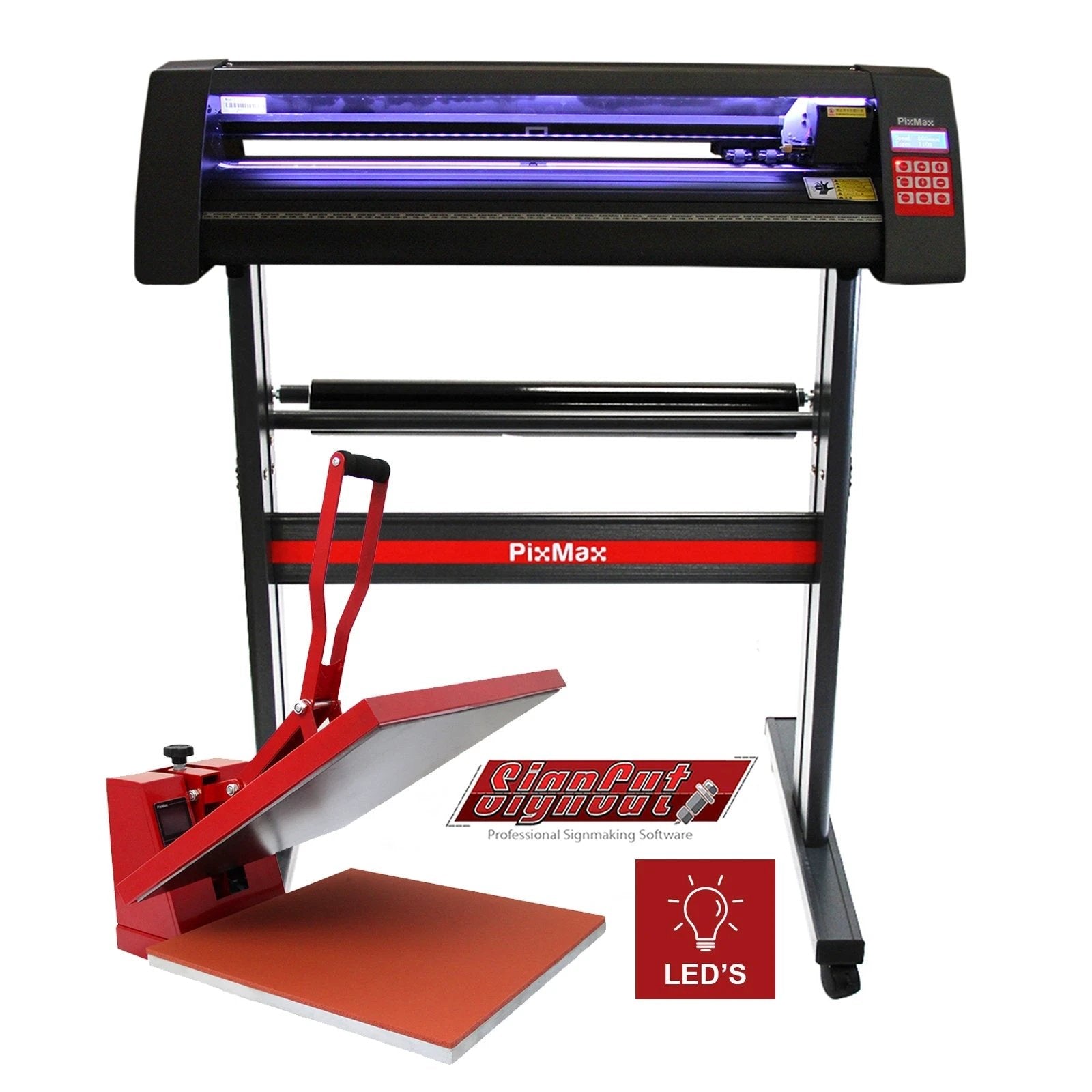 Monster Shop LED Vinyl Cutter With 50cm Clam Heat Press & Software -