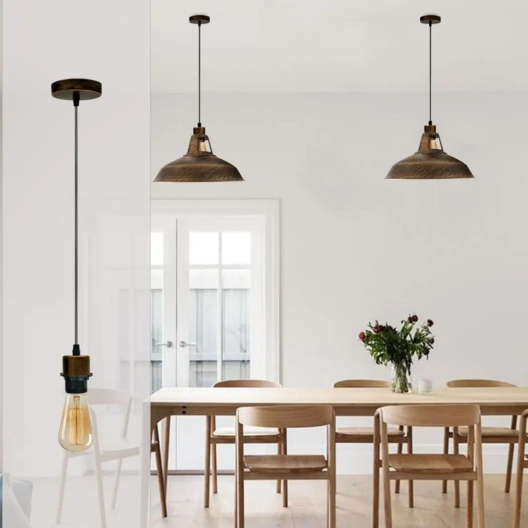 Un-branded 5 Pack Industrial Brushed Copper Pendant Light, Lampshade Addable E27 Lamp Holder - Pendant Lights