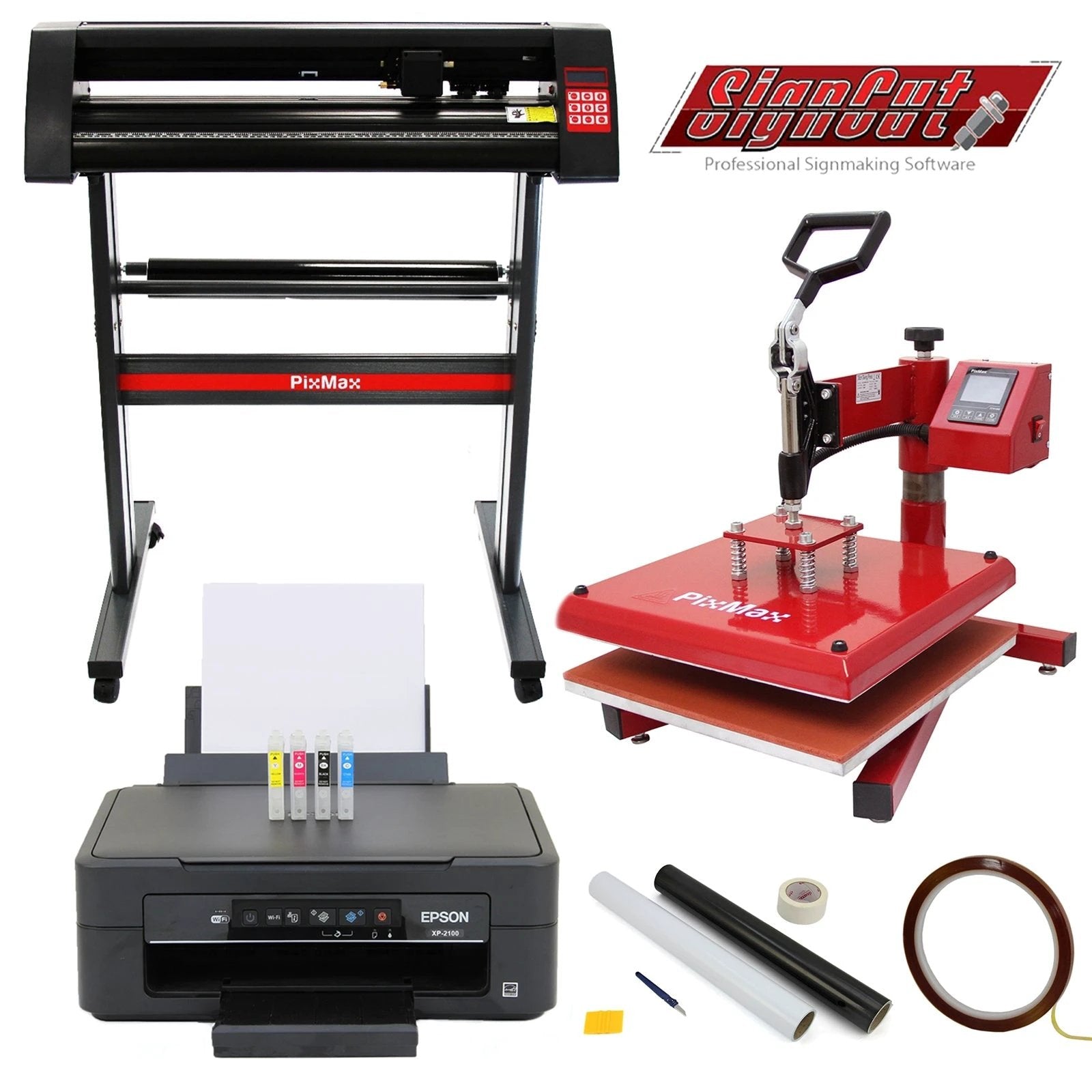 Monster Shop 38cm Swing Press, 720mm Vinyl Cutter, Epson Printer & Weeding Kit -