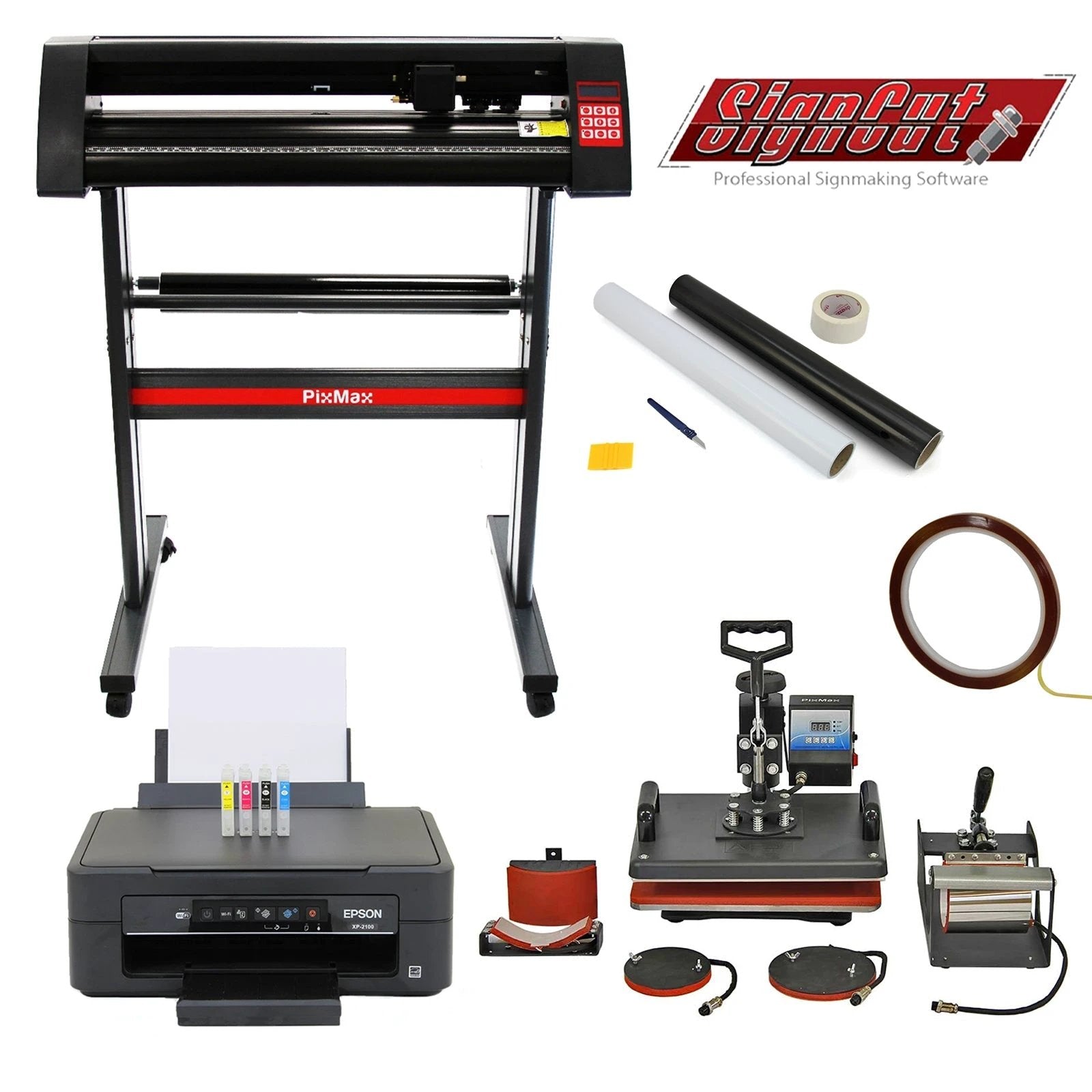 Monster Shop 5 in 1 Heat Press, 720mm Vinyl Cutter, Epson Printer & Weeding Kit -