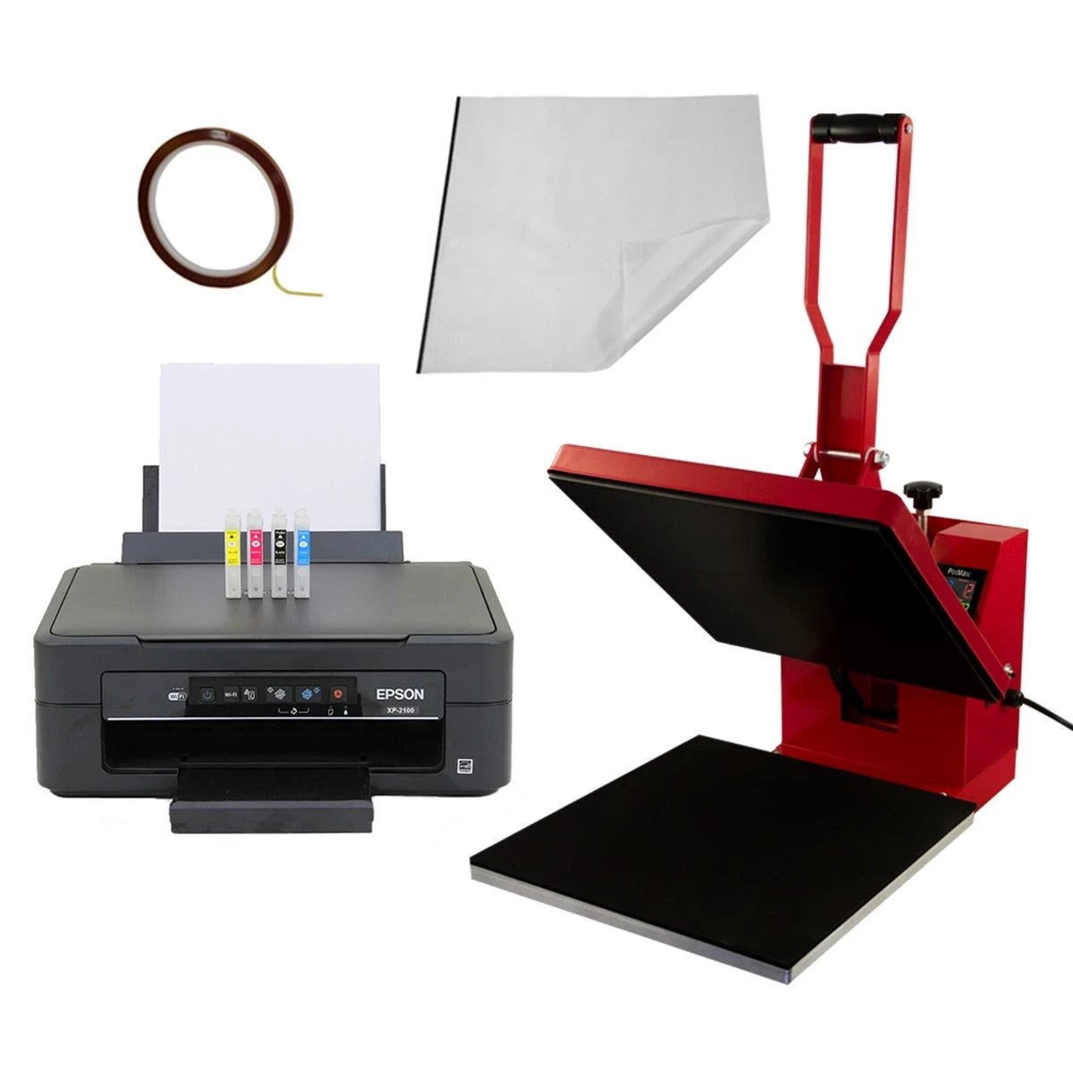 Clam Heat Press 38 x 38cm & Printer With Cartridges by Monster Shop