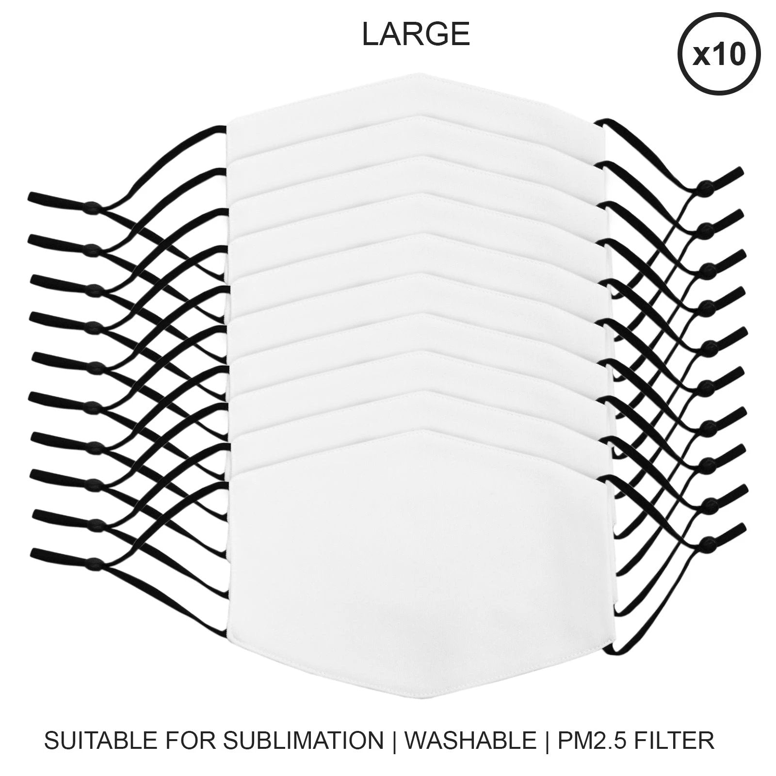 Large Face Masks Sublimation Blanks / 10 Pack by Monster Shop