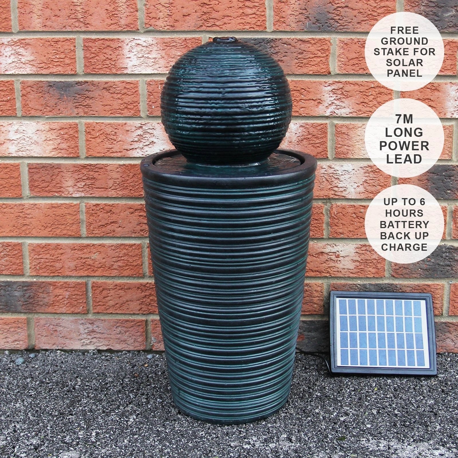 Monster Shop Round Ball Solar Water Feature -