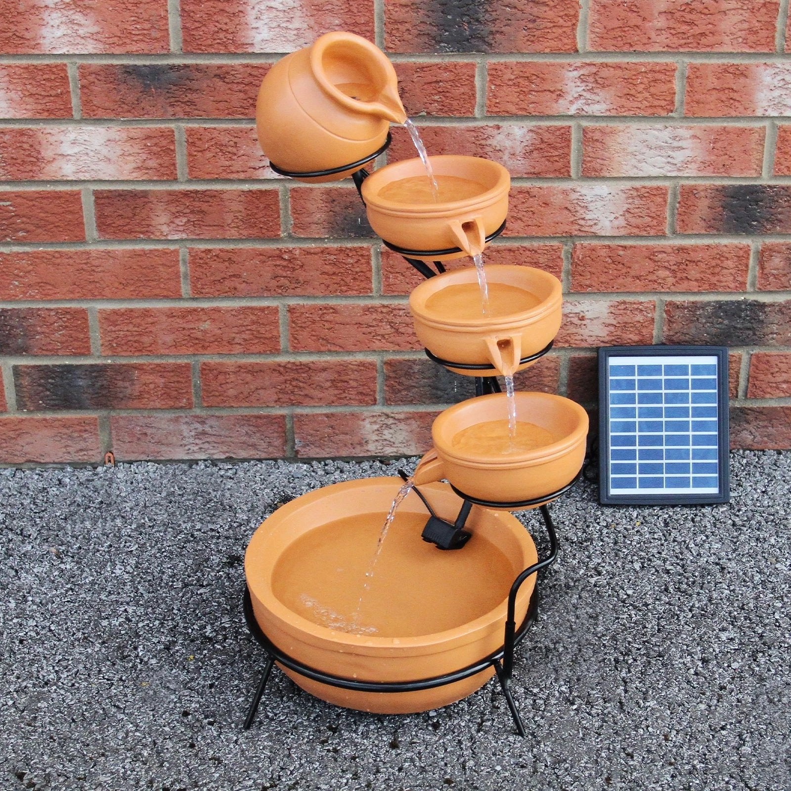 Monster Shop Terracotta 4 Tier Spilling Bowls Water Feature -
