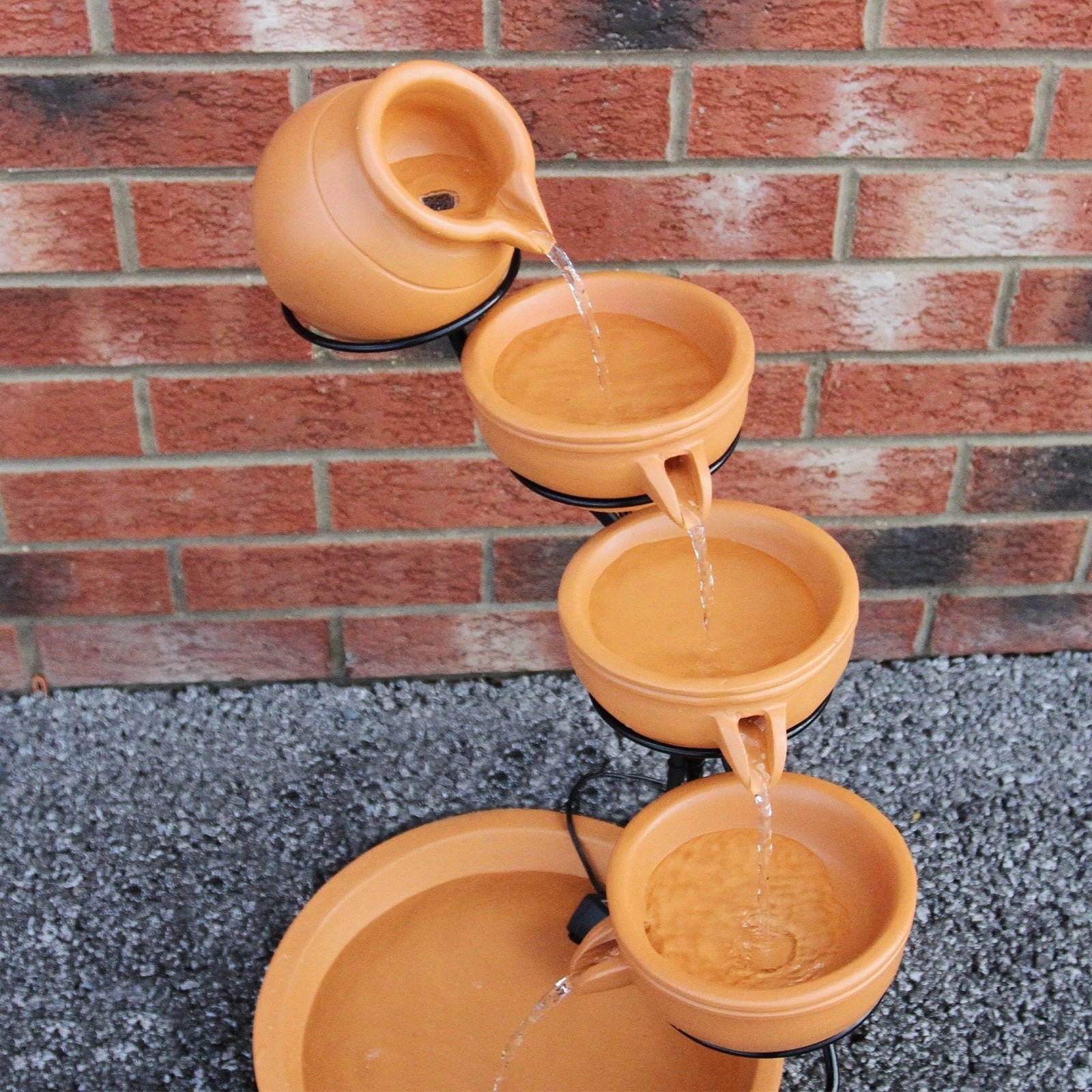 Monster Shop Terracotta 4 Tier Spilling Bowls Water Feature -