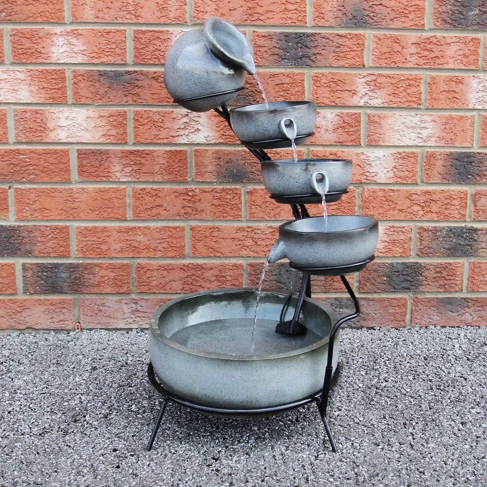 Monster Shop Grey 4 Tier Spilling Bowls Water Feature -