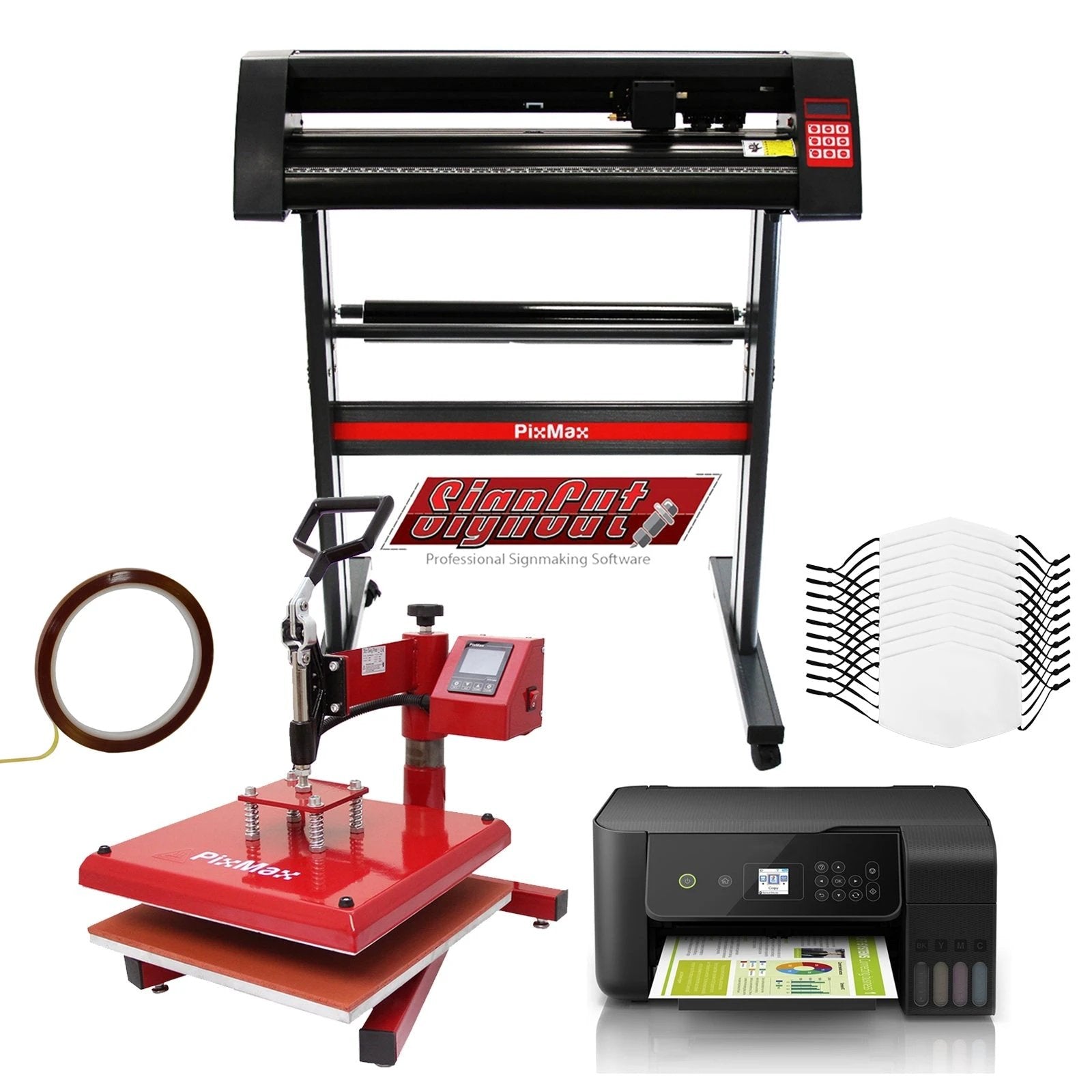 10 Face Masks, Swing Heat Press, Eco Tank Printer, Vinyl Cutter & Signcut Pro by Monster Shop