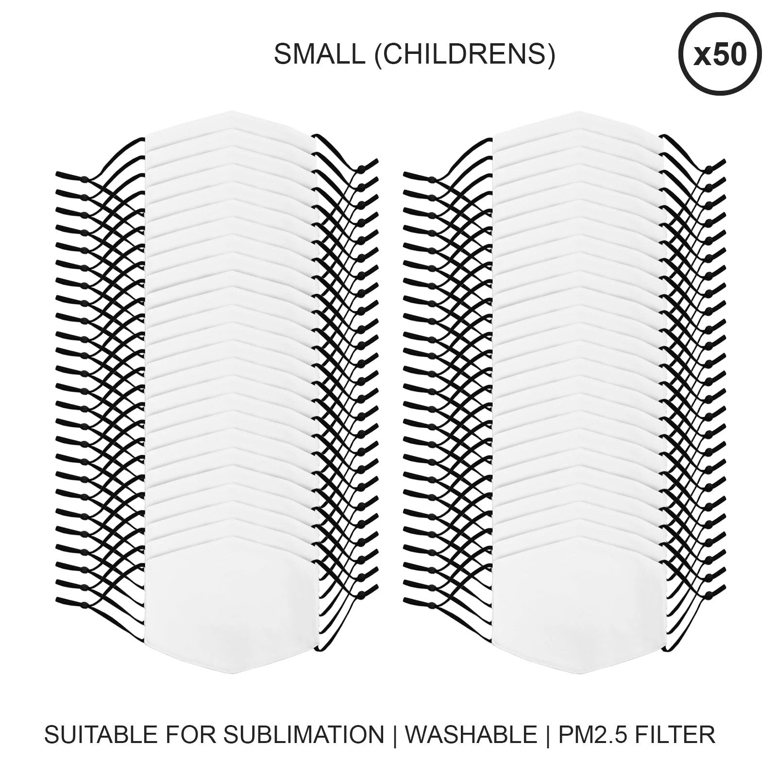 Small Face Masks Sublimation Blanks / 50 Pack by Monster Shop