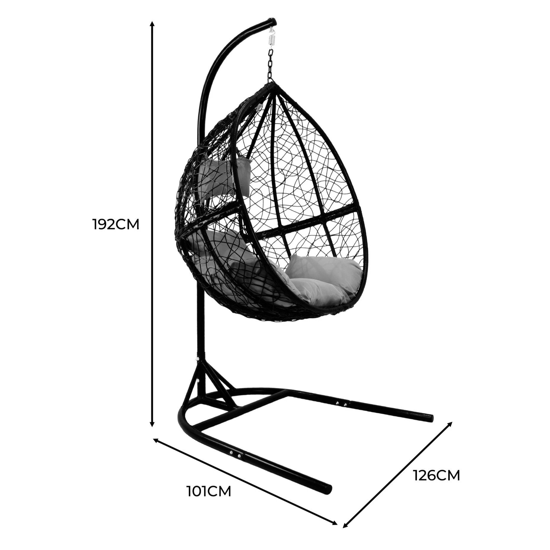 Hanging Rattan Egg Chair - Black by Monster Shop