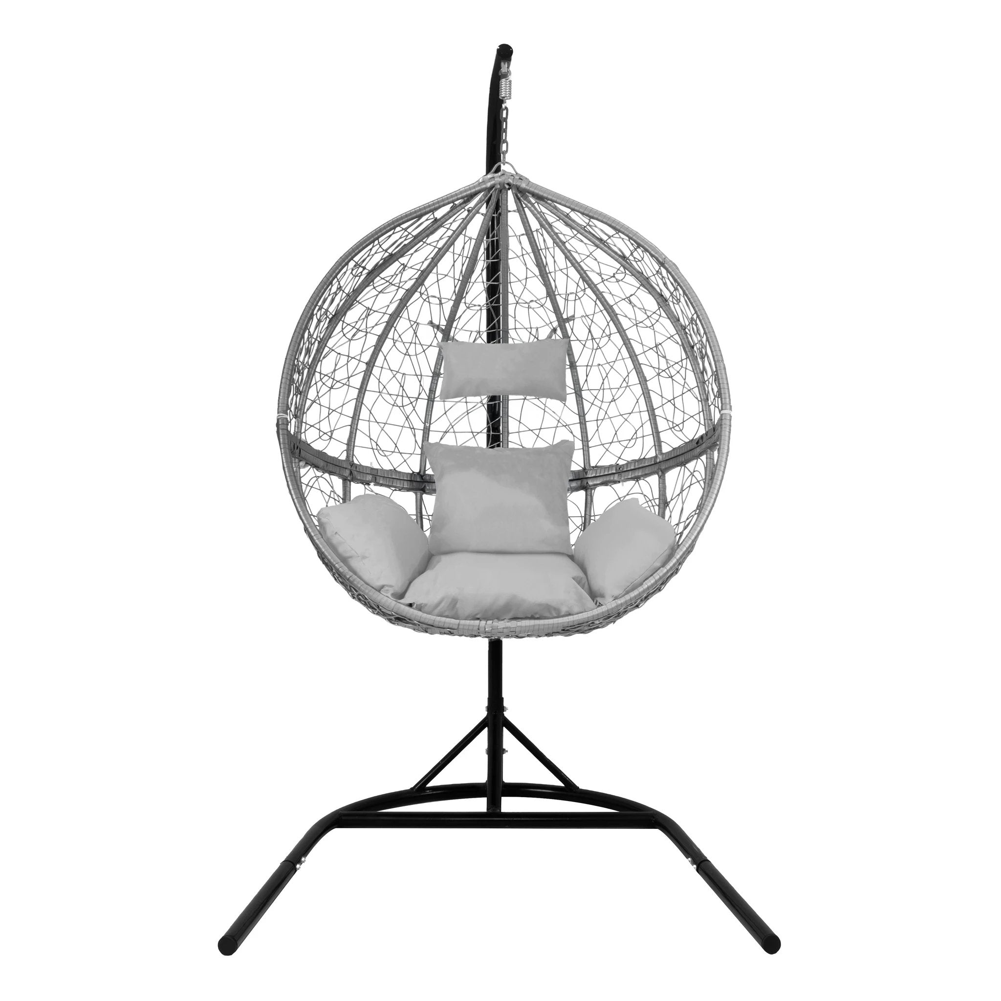 Hanging Rattan Egg Chair - Grey by Monster Shop