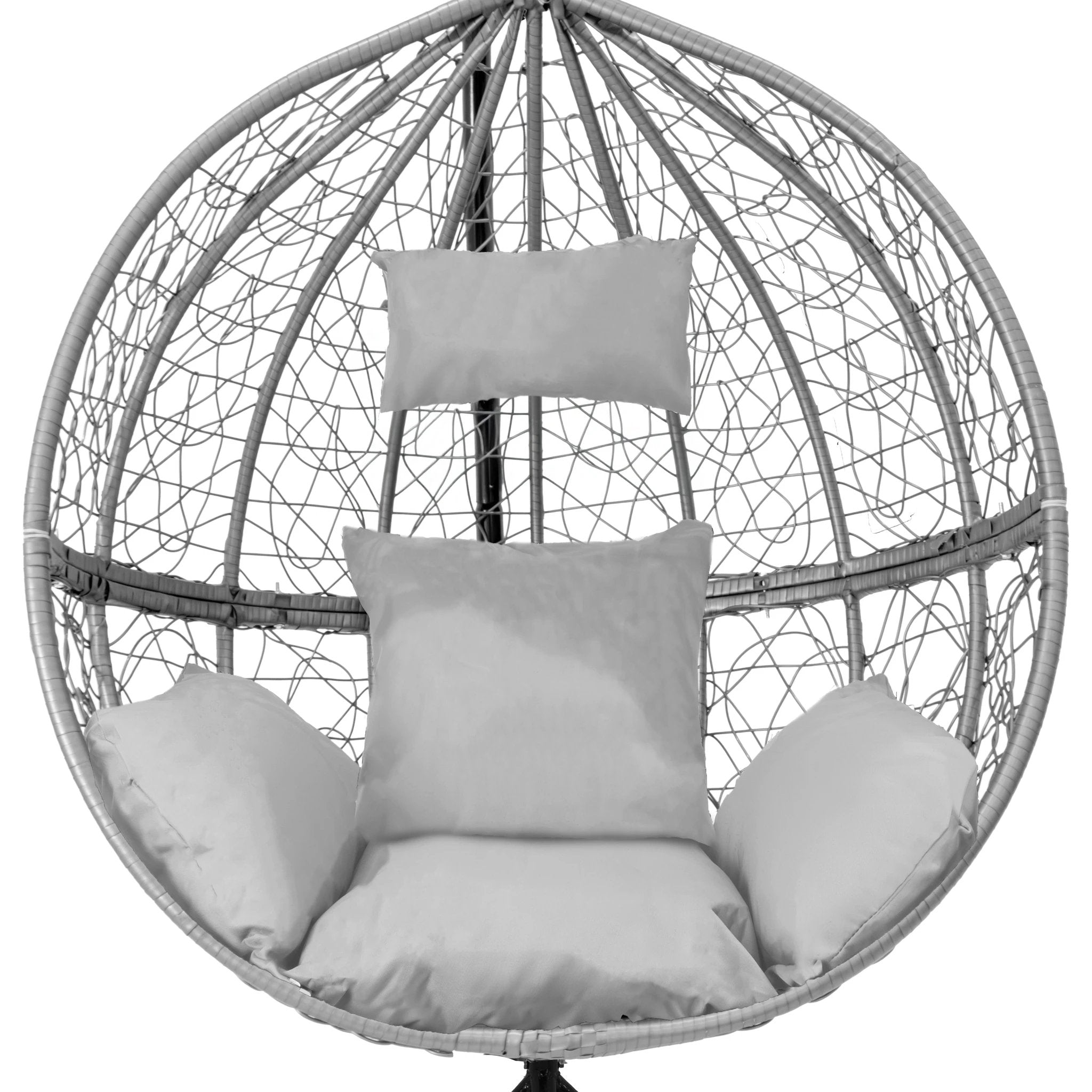 Hanging Rattan Egg Chair - Grey by Monster Shop