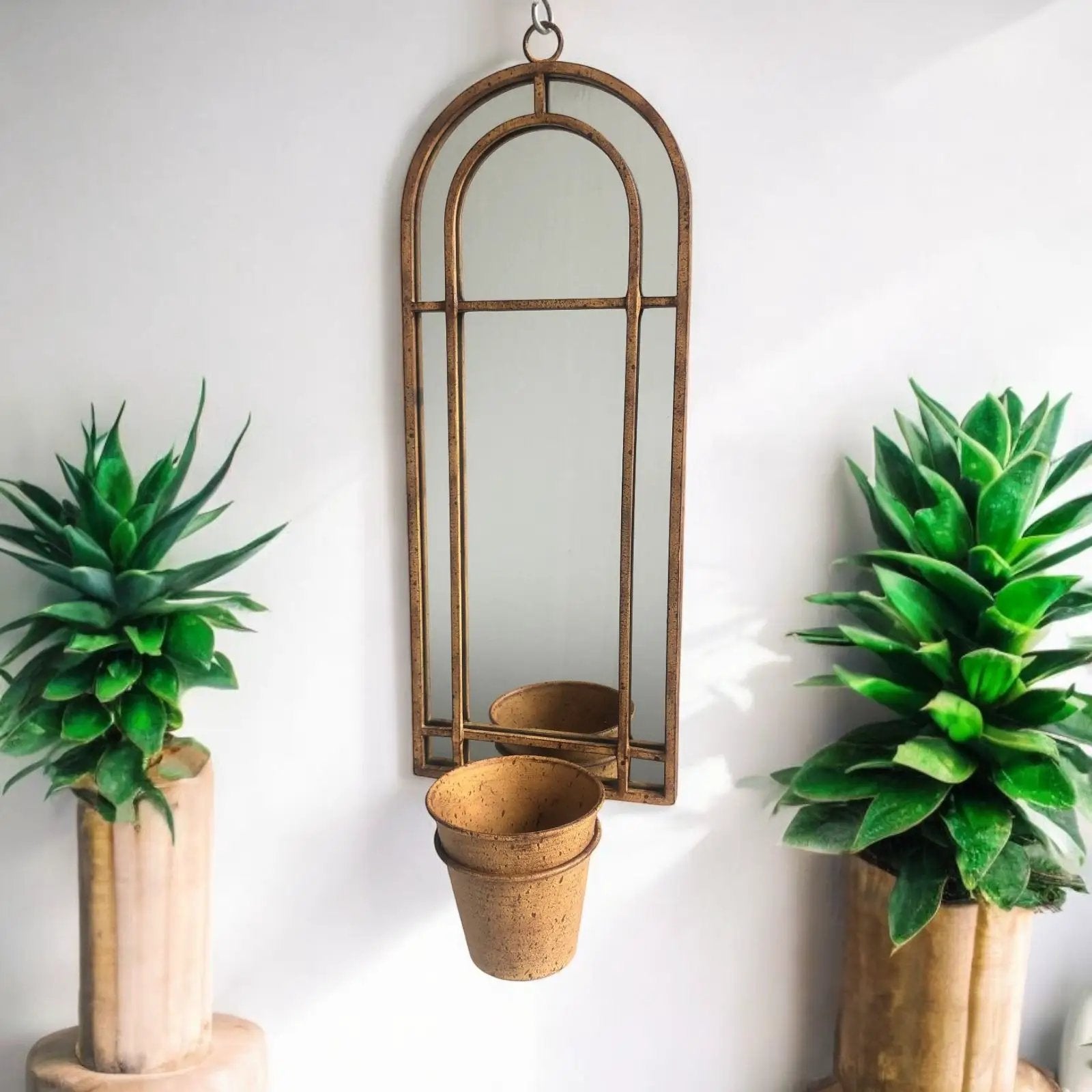 MSL 64CM WALL MIRROR WITH SINGLE PLANTER - Planters