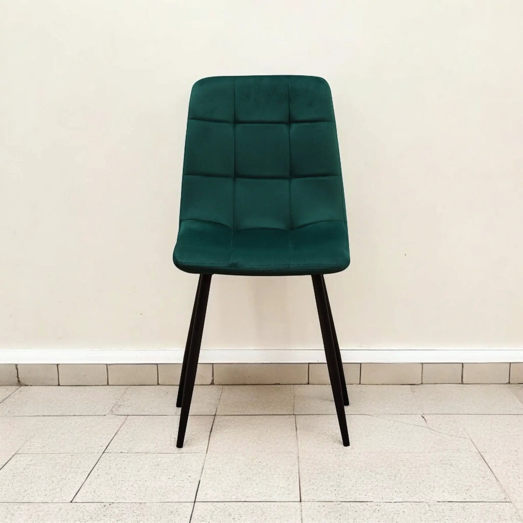 MSL GREEN FABRIC CHAIR BLACK METAL LEGS - Dining Chairs