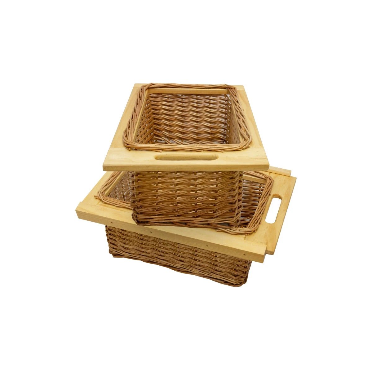 Monster Shop 2 x Pull Out Wicker Kitchen Baskets 400mm -