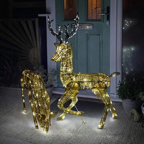 Light up Reindeer Gold Stag & Doe Set by Monster Shop