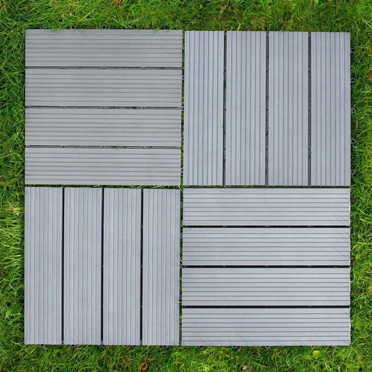 66 x WPC Decking Floor Tiles 30x30cm - Grey by Monster Shop