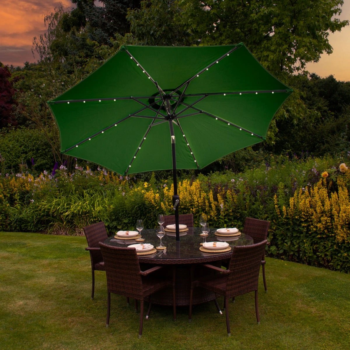 Monster Shop Eco LED Tilt Parasol 2.7m UV Protection Garden - Uncategorized Parasol