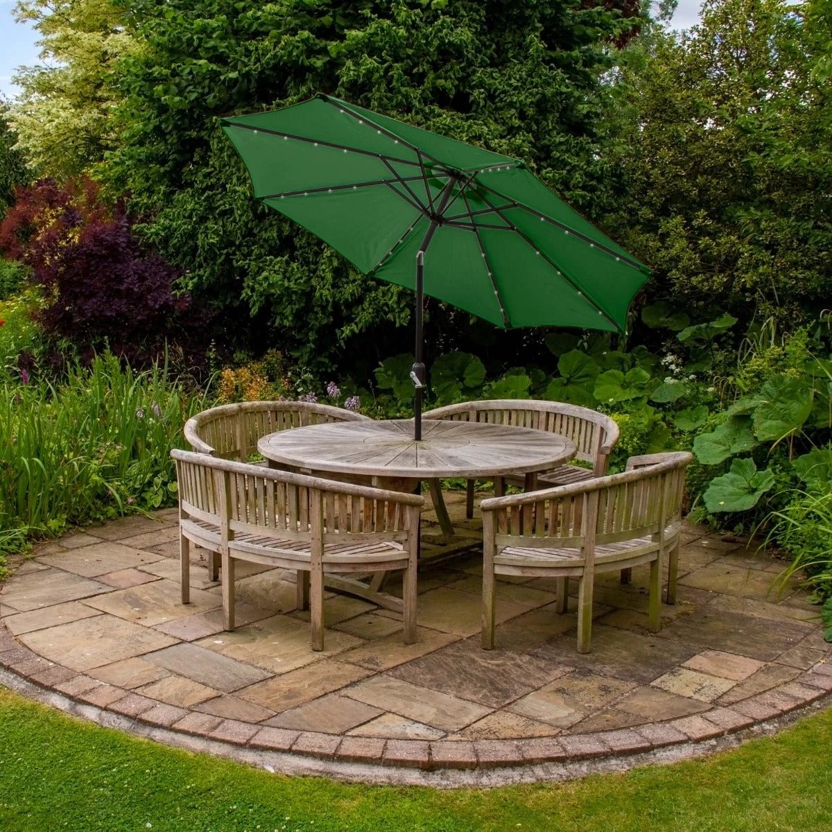 Monster Shop Eco LED Tilt Parasol 2.7m UV Protection Garden - Uncategorized Parasol
