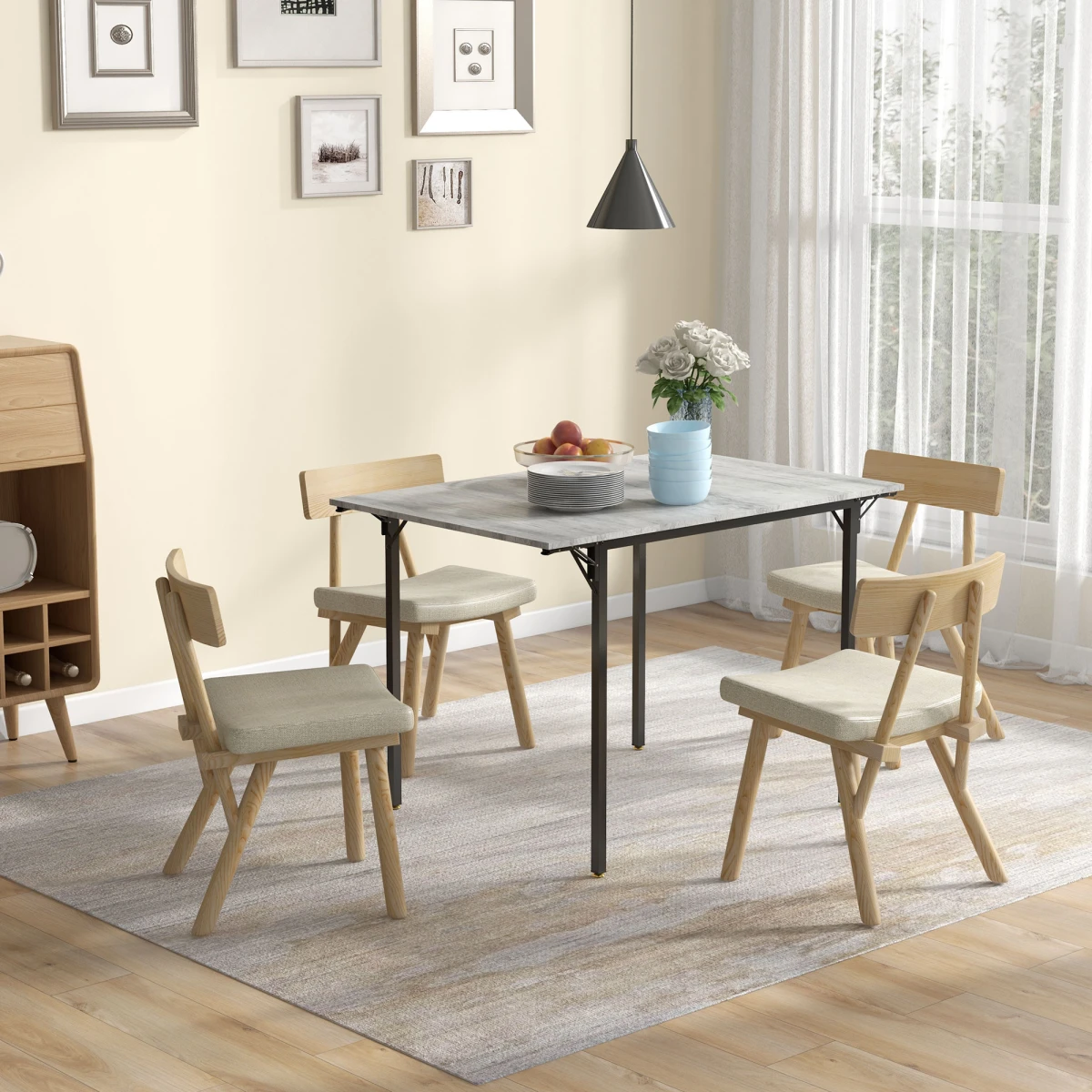 PawHut HOMCOM Folding Dining Table 2-4 Seats Drop Leaf Grey Kitchen - Uncategorized