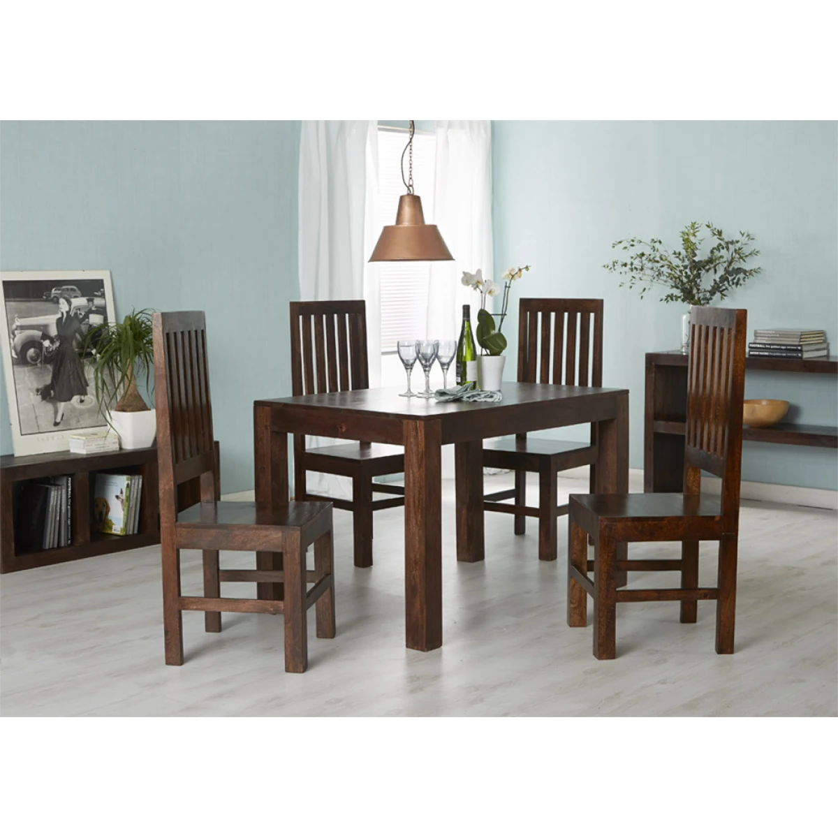 Indian Hub Toko Mango Dining Table 4ft Small 120cm Dark Mango Finish - Dining Table